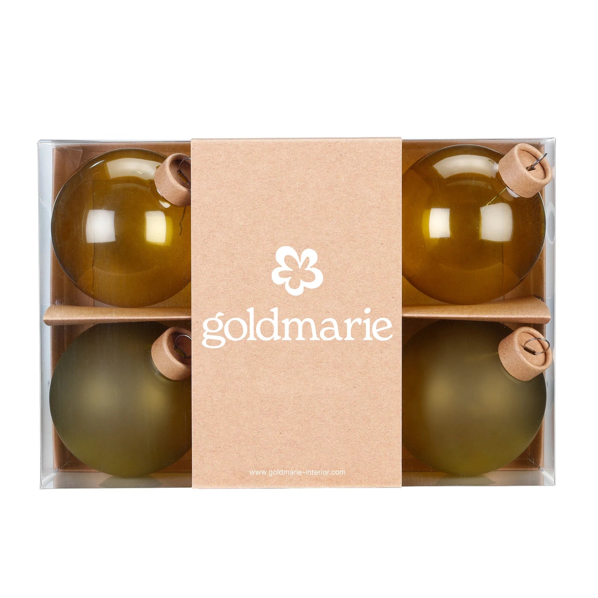 Glas-Dekokugeln „Olives“ (8 cm, 6er-Set)