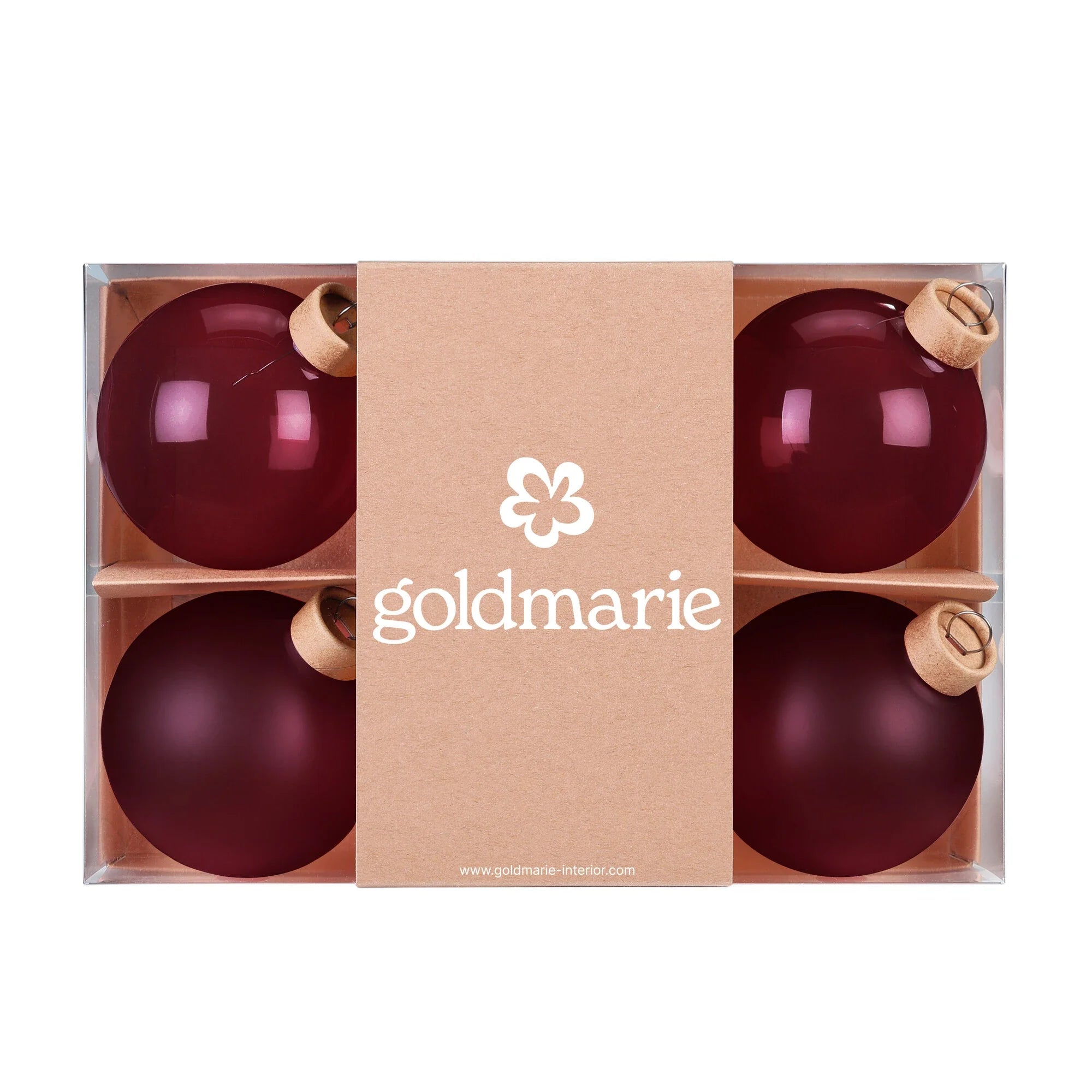 Glas-Dekokugeln „Rosewood“ (8 cm, 6er-Set)