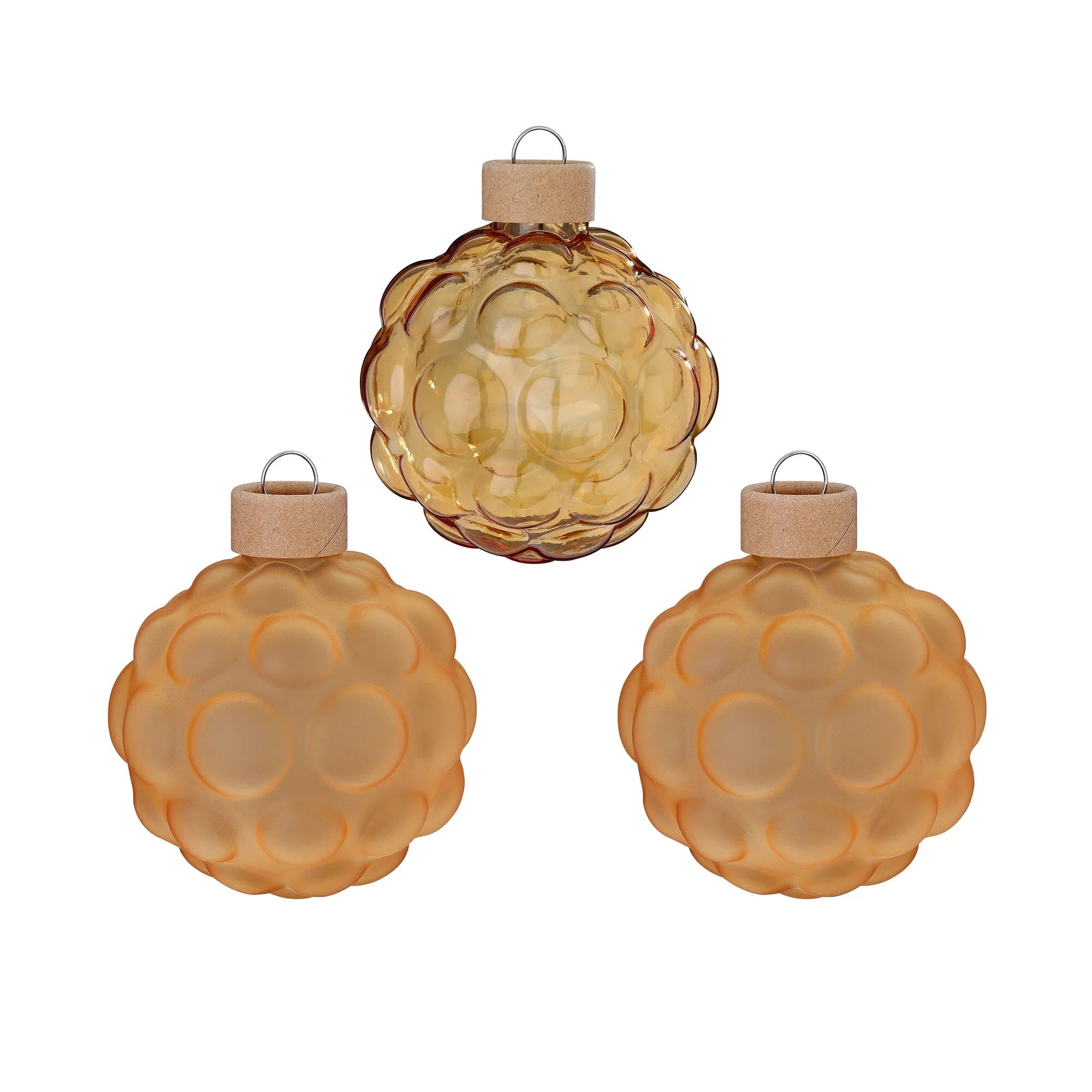 Glas-Dekokugeln Struktur „Honey“ (8 cm, 3er-Set)