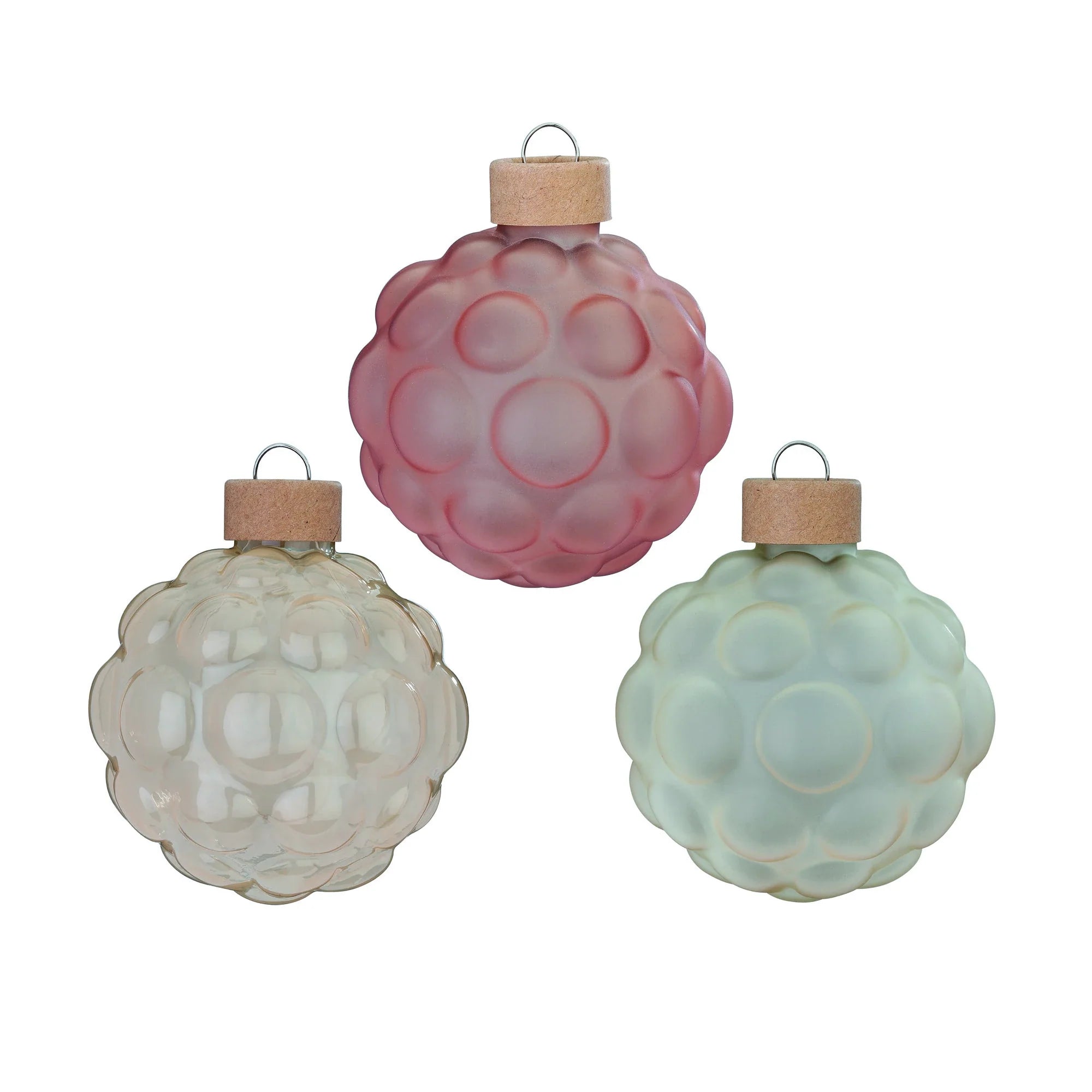 Glas-Dekokugeln Struktur „Cashmere“ (8 cm, 3er-Set)
