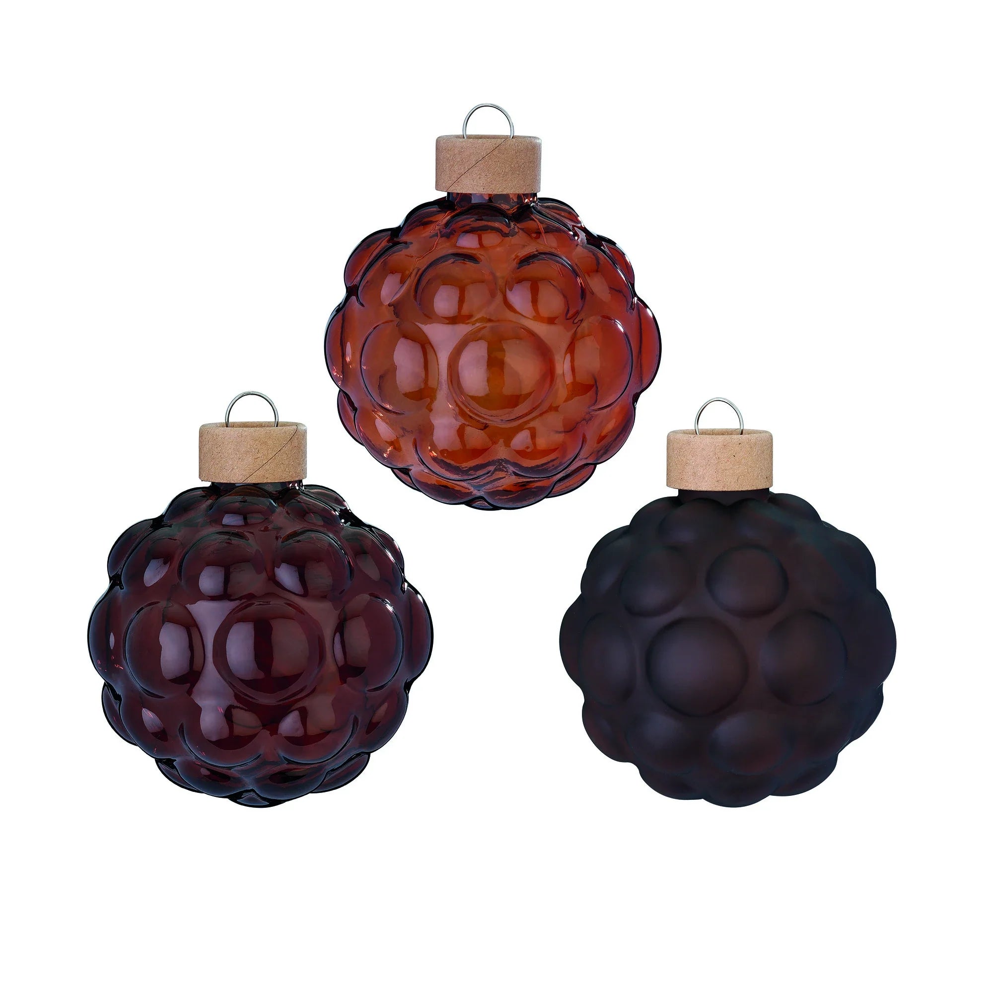Glas-Dekokugeln Struktur „Coffee“ (8 cm, 3er-Set)