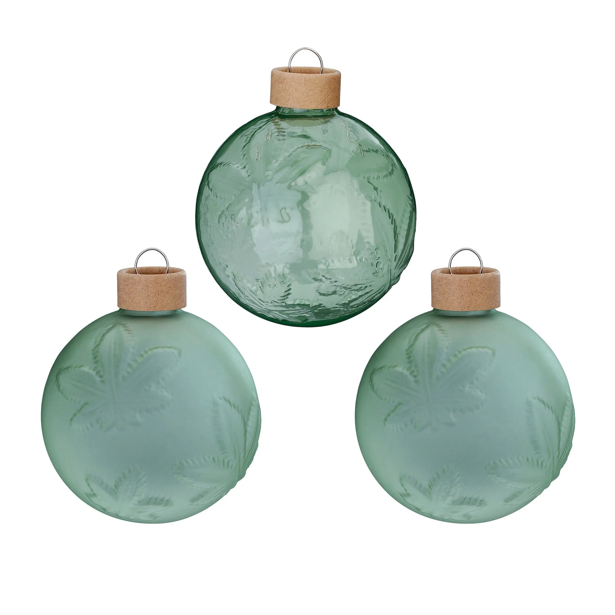 Glas-Dekokugeln Struktur „Sage“ (8 cm, 3er-Set)