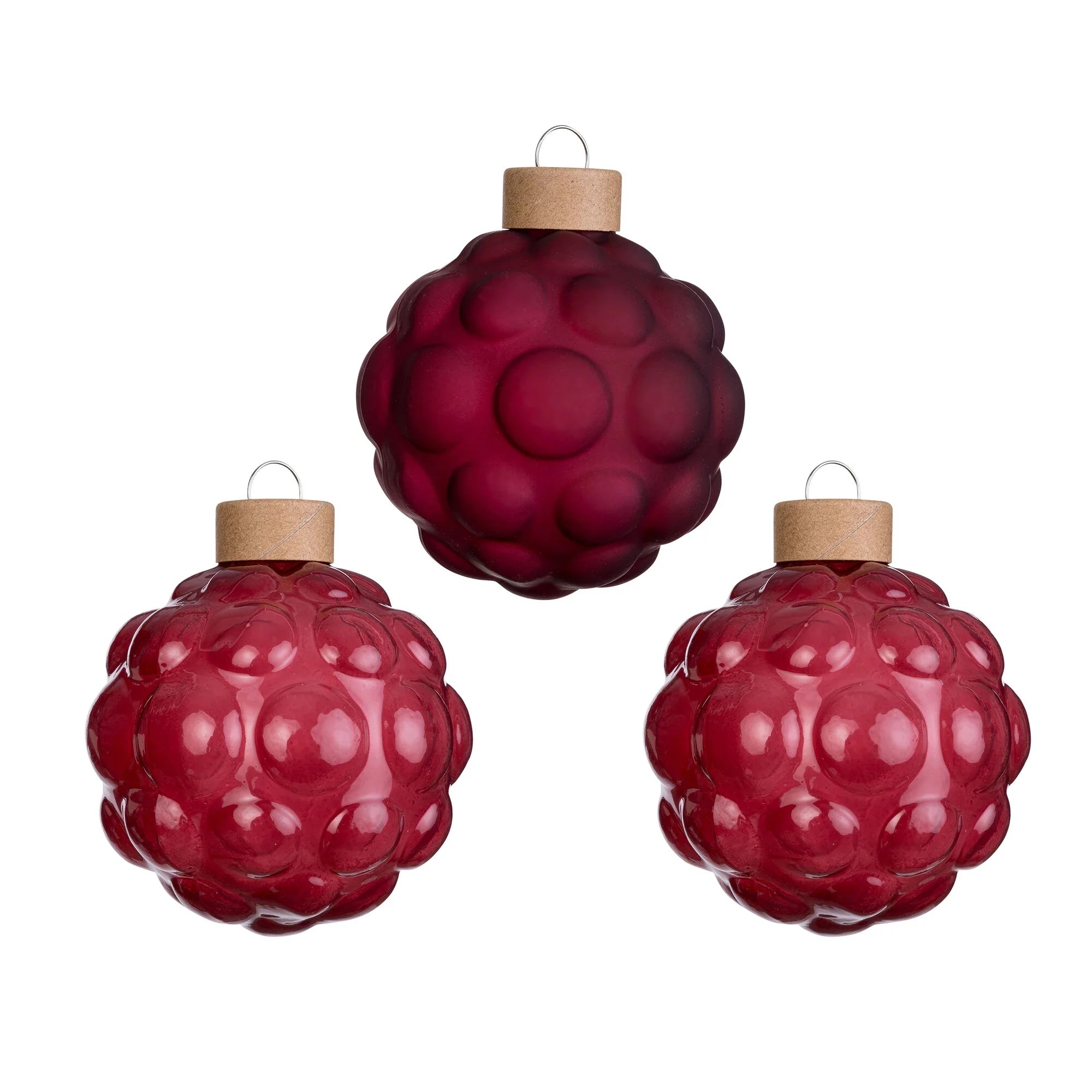 Glas-Dekokugeln Struktur „Rosewood“ (8 cm, 3er-Set)
