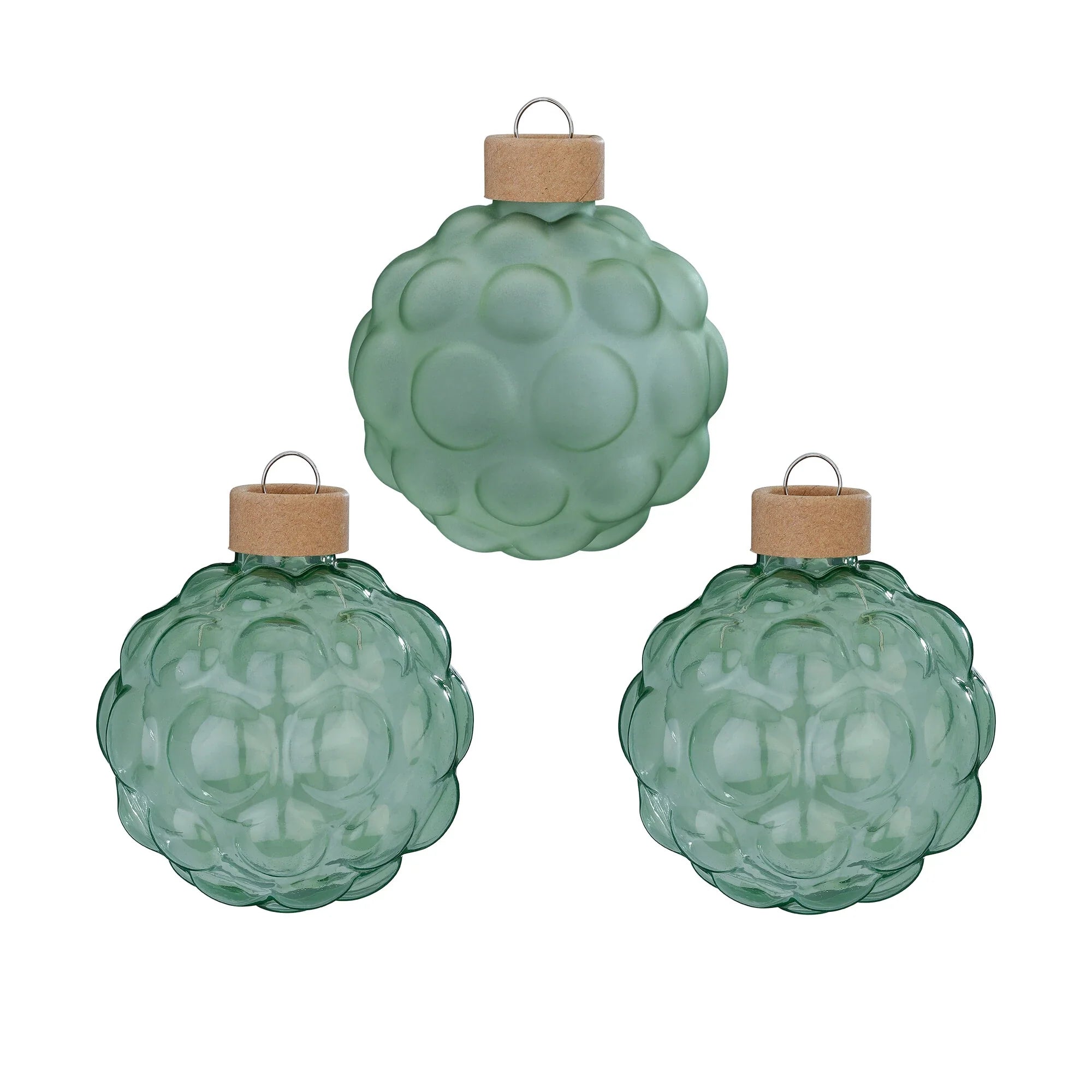 Glas-Dekokugeln Struktur „Sage“ (8 cm, 3er-Set)