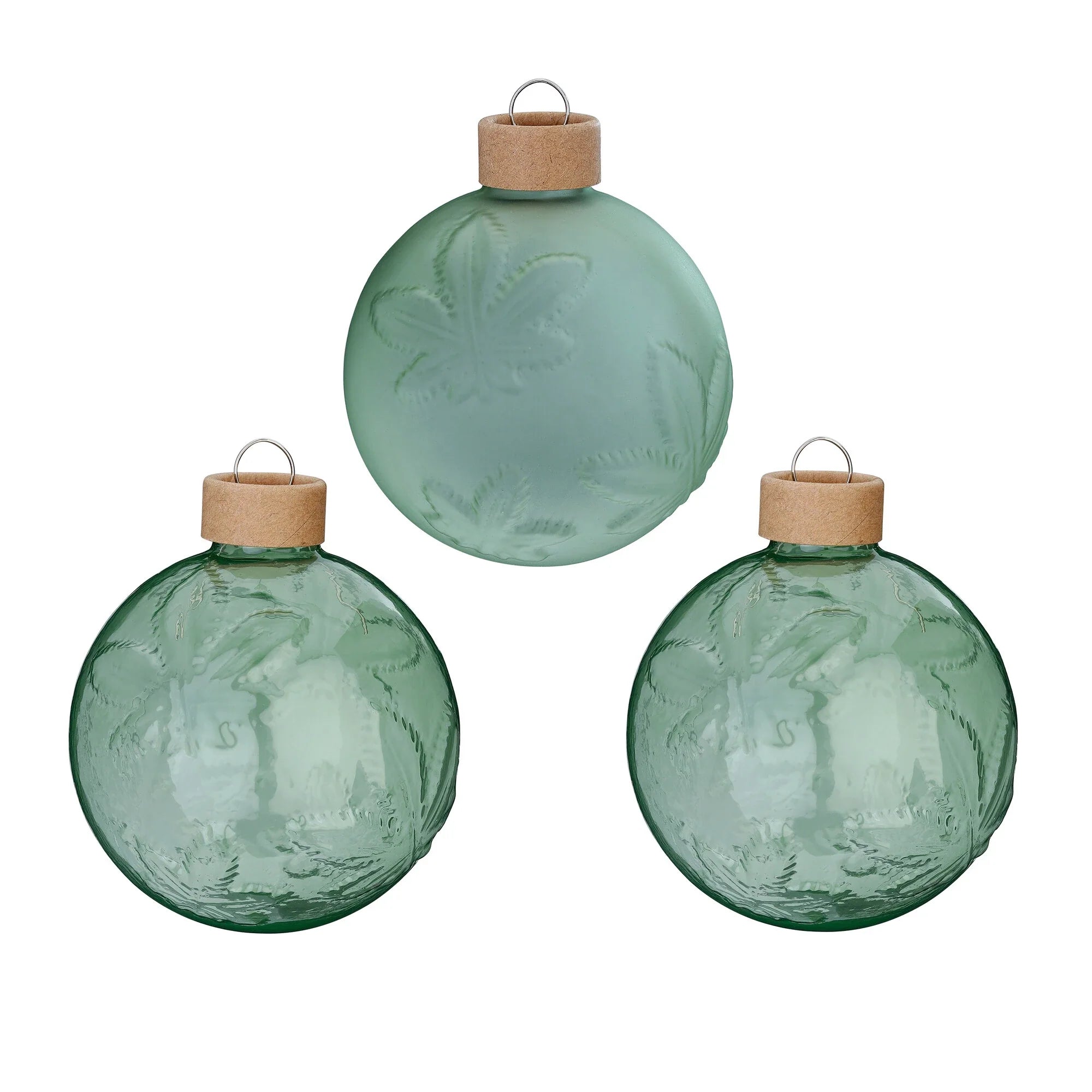 Glas-Dekokugeln Struktur „Sage“ (8 cm, 3er-Set)