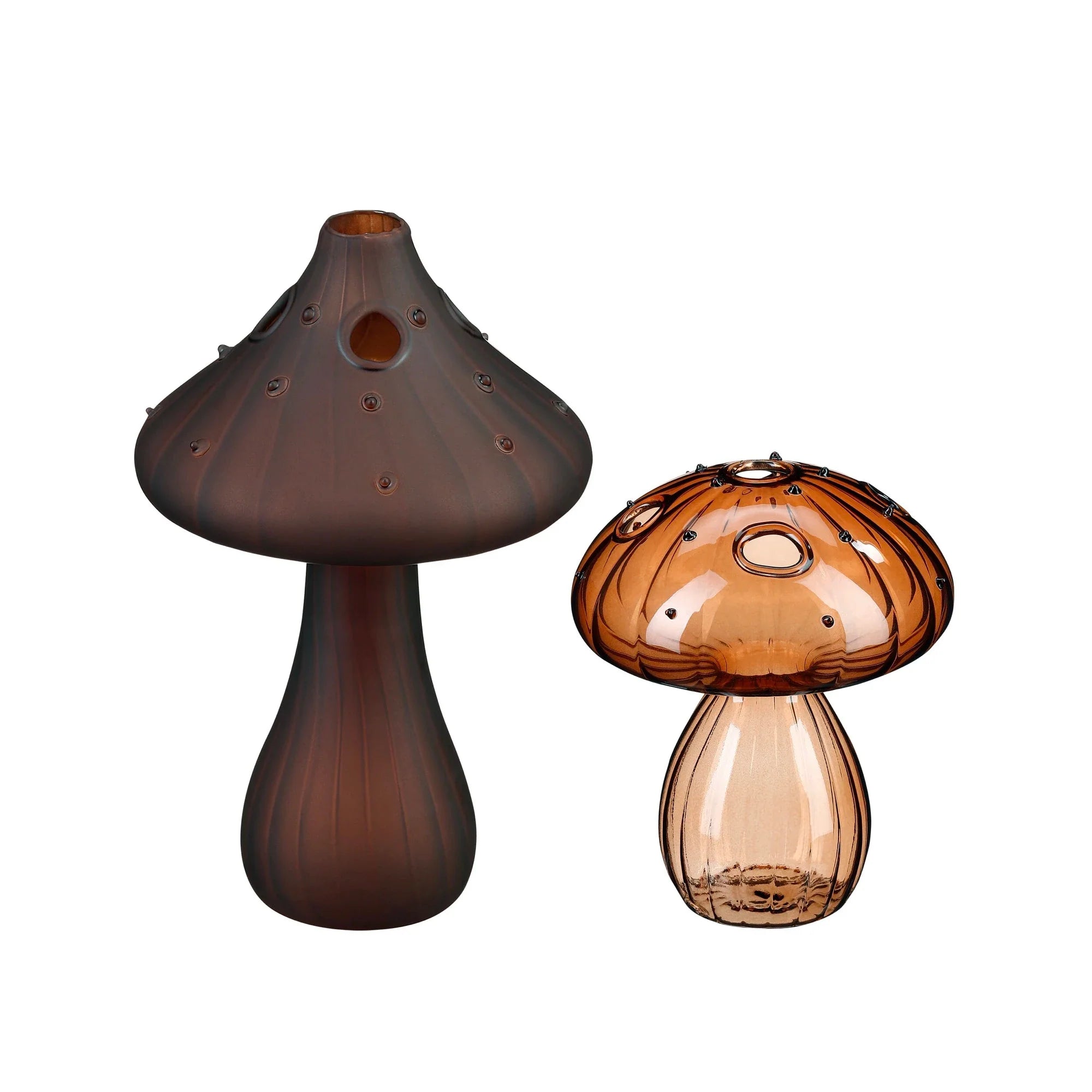 Mini-Glasvasen Set Pilz in Braun (12 & 15 cm, 2er-Set)