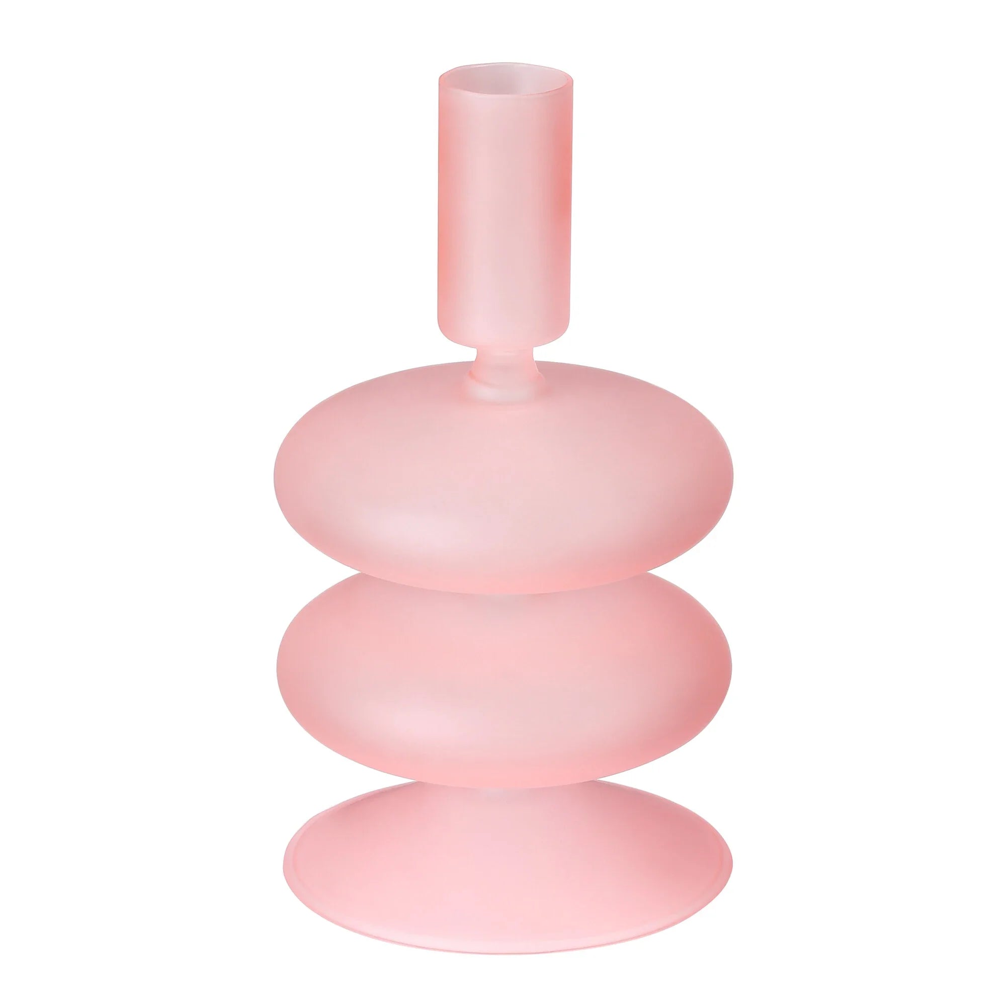 Glas-Kerzenhalter in Hellrosa (Höhe 17,5 cm) – Für Stabkerzen