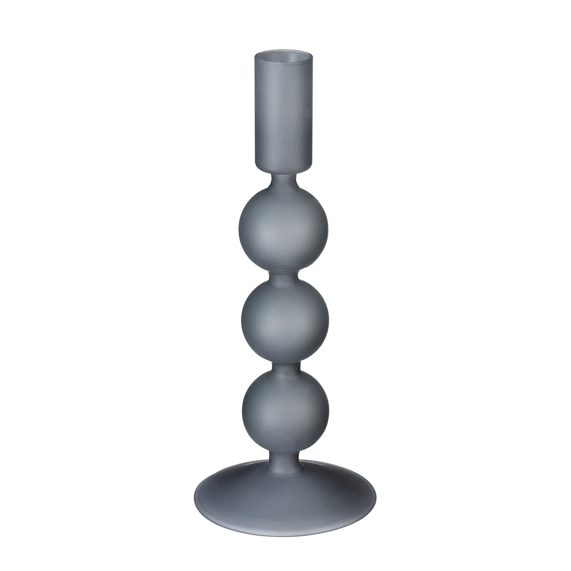 Glas-Kerzenhalter in Grau (Höhe 21,5 cm) – Für Stabkerzen