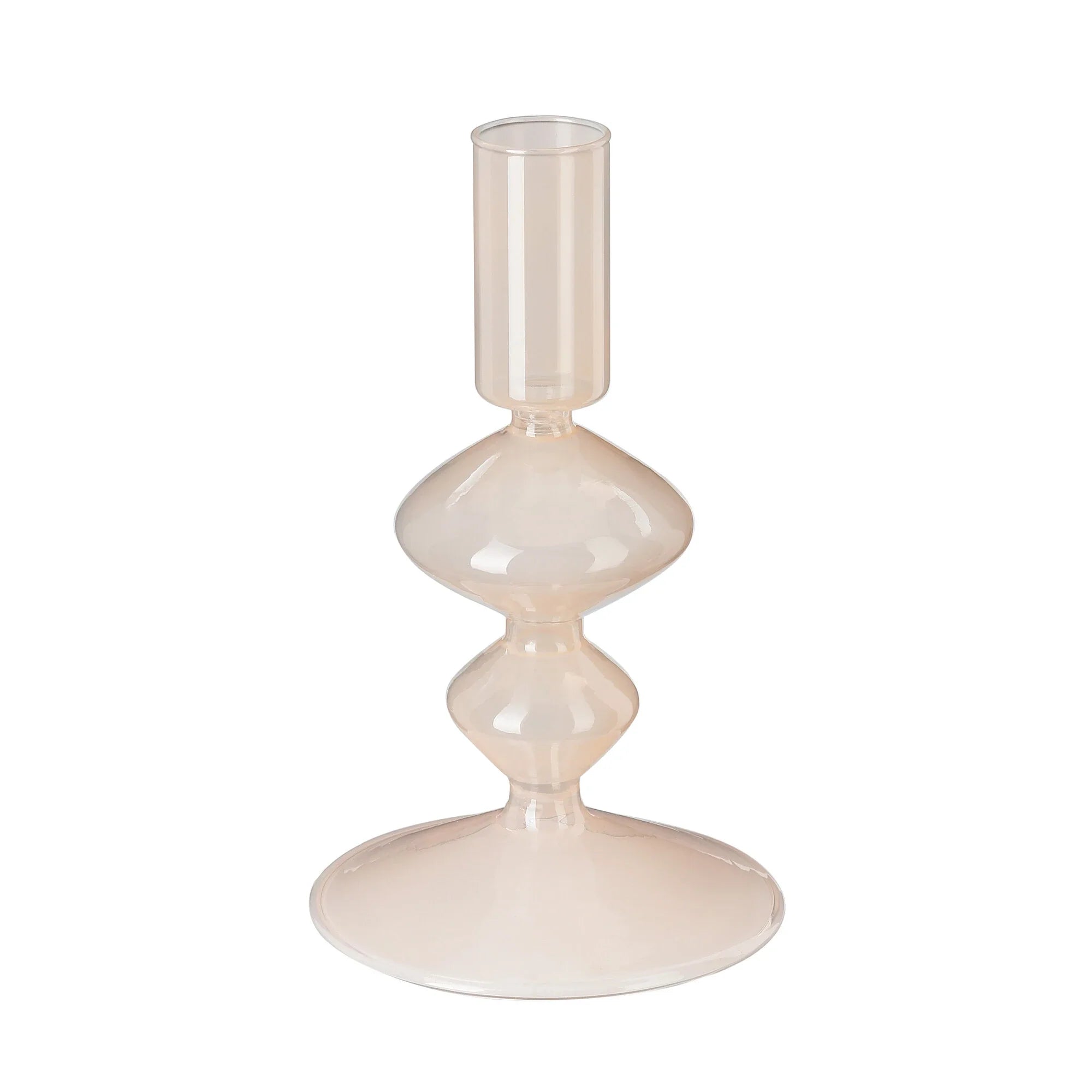 Glas-Kerzenhalter in Creme (Höhe 15,5 cm) – Für Stabkerzen