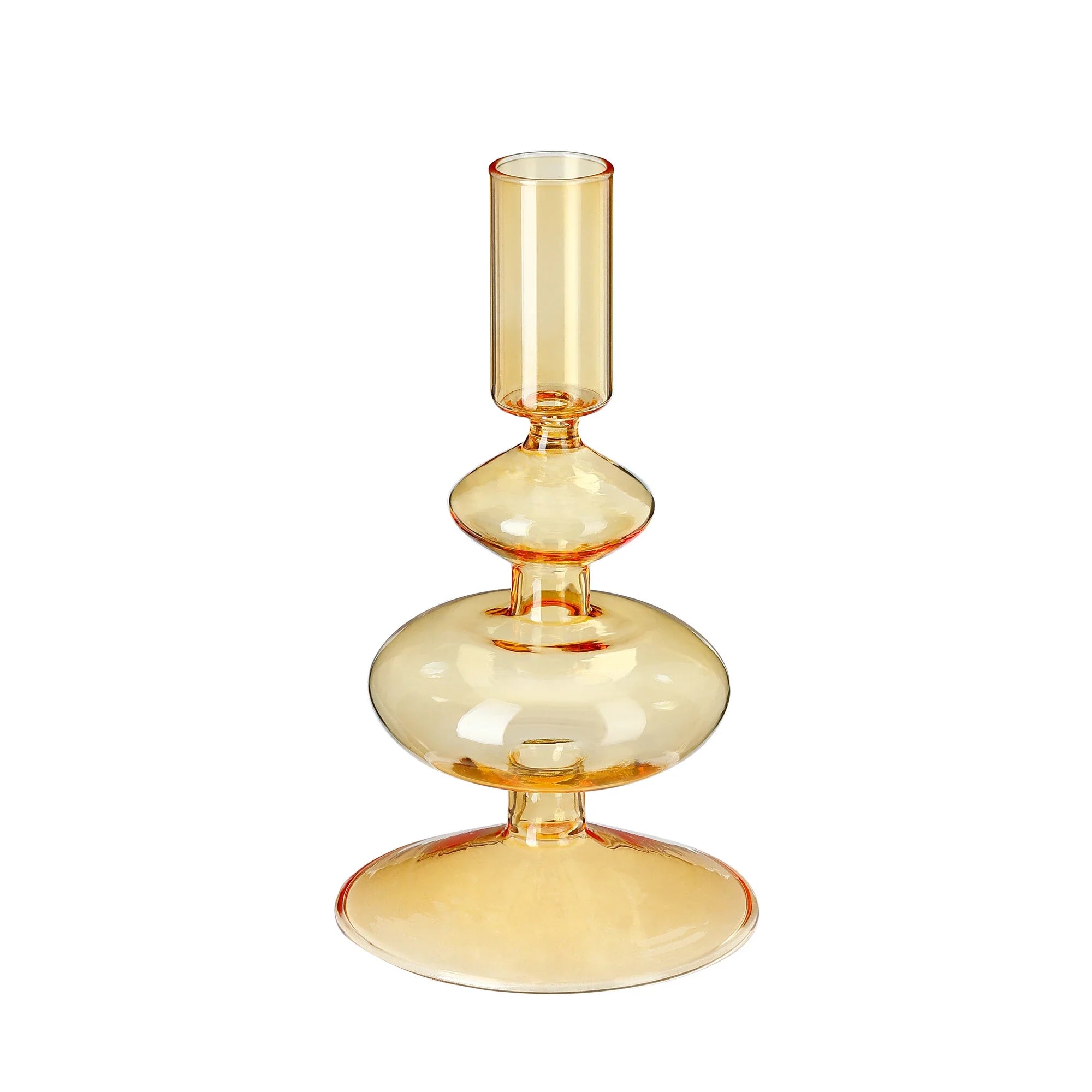 Glass Candle Holder, Honey, Glass, 16,5 cm