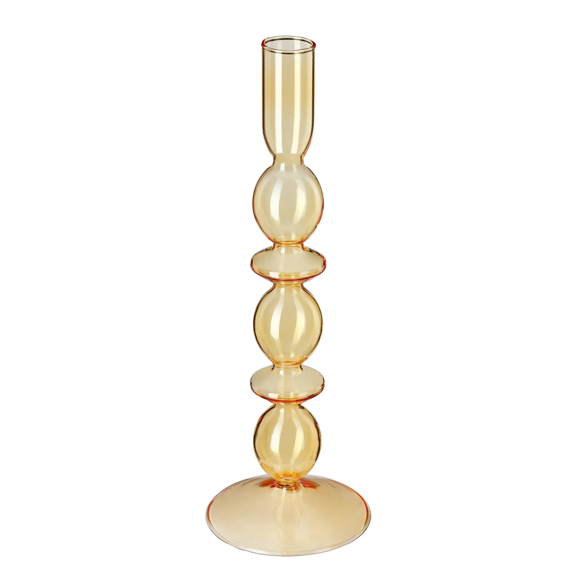 Glass Candle Holder, Honey, Glass, 25,5 cm