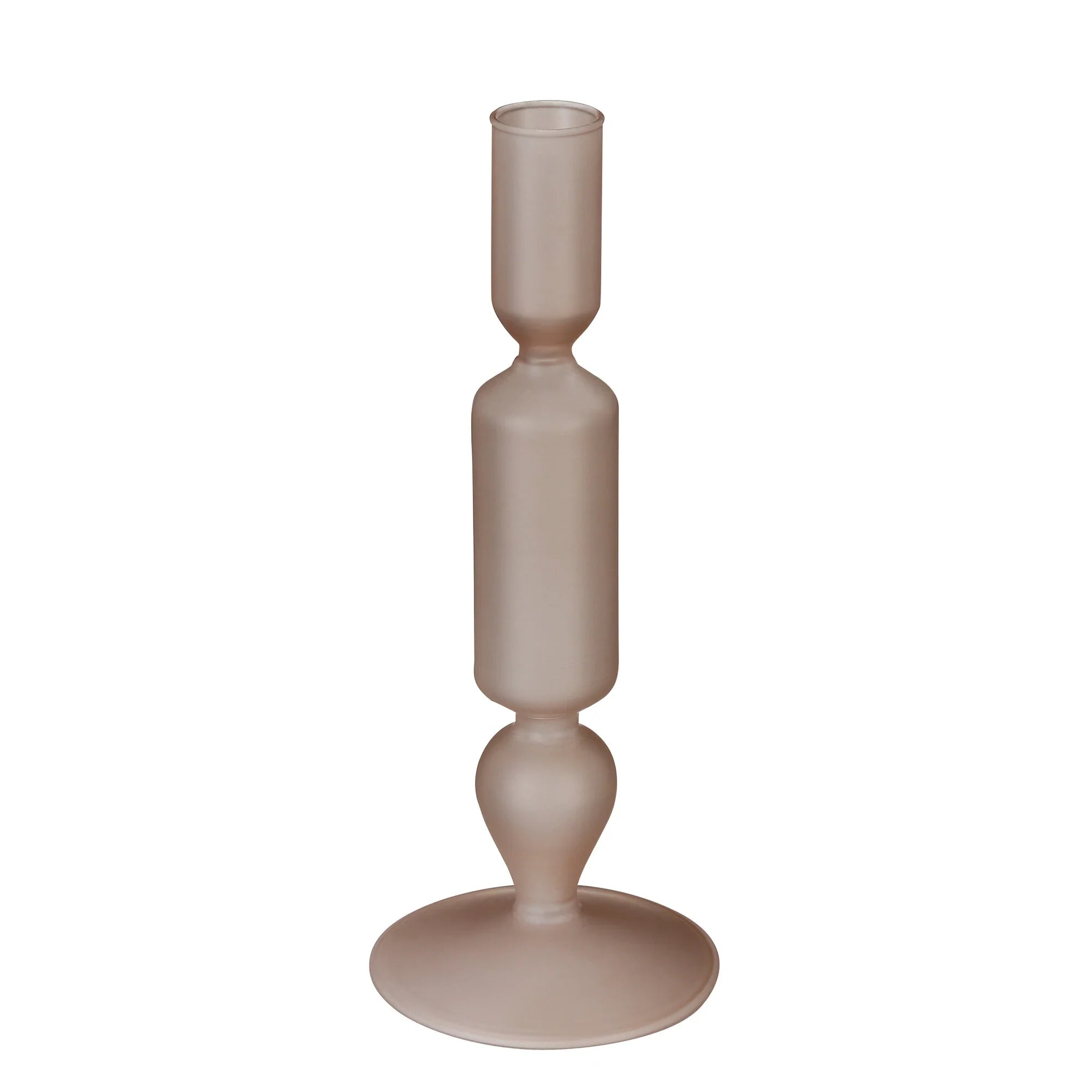 Glas-Kerzenhalter in Beige (Höhe 21 cm) – Für Stabkerzen