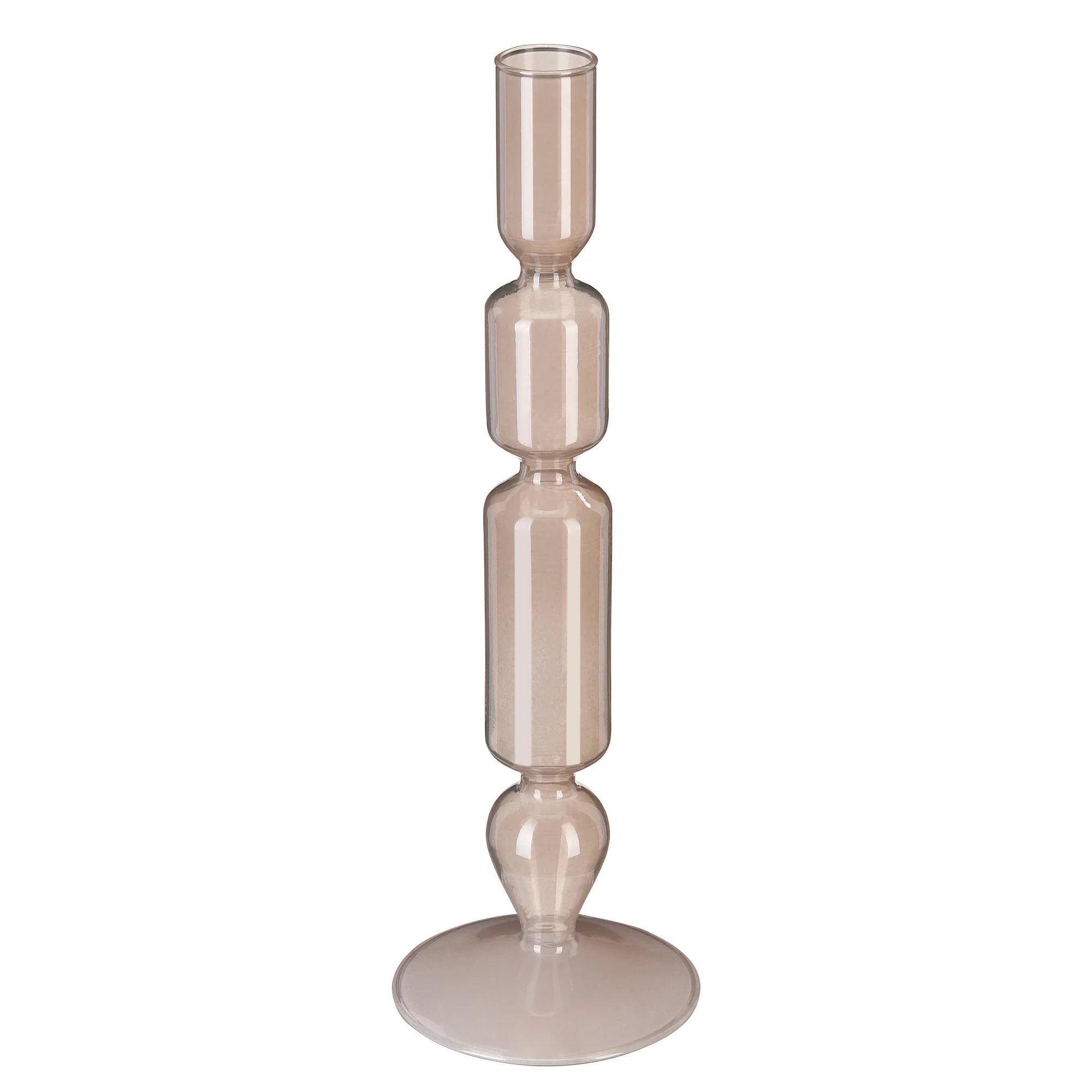 Glas-Kerzenhalter in Beige (Höhe 26,5 cm) – Für Stabkerzen