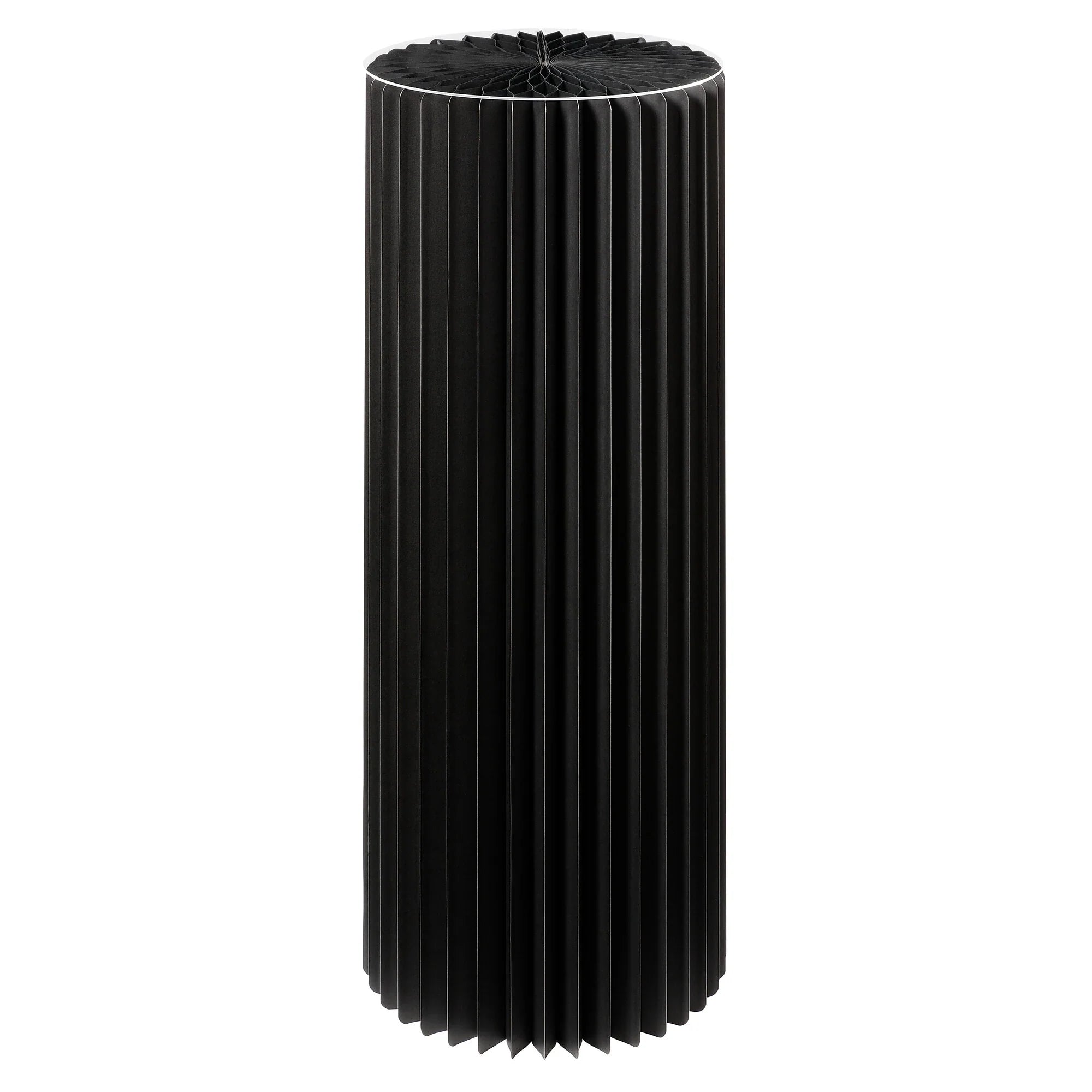Foldable Paper Decorative Pedestal, Black, Paper and Acrylic Glass, 80 cm in with Ø 30 cm Top