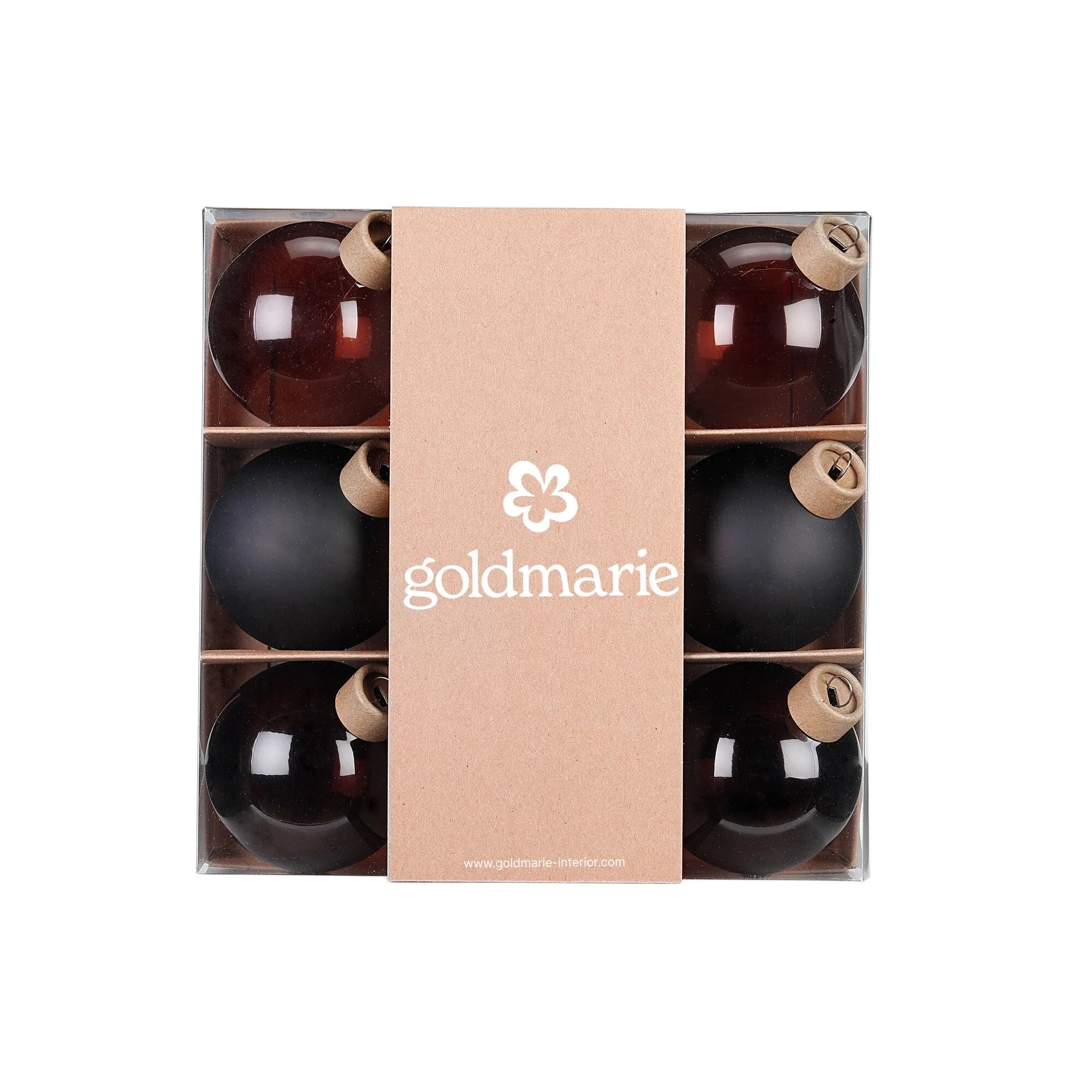 Glas-Dekokugeln „Coffee“ (6 cm, 9er-Set)