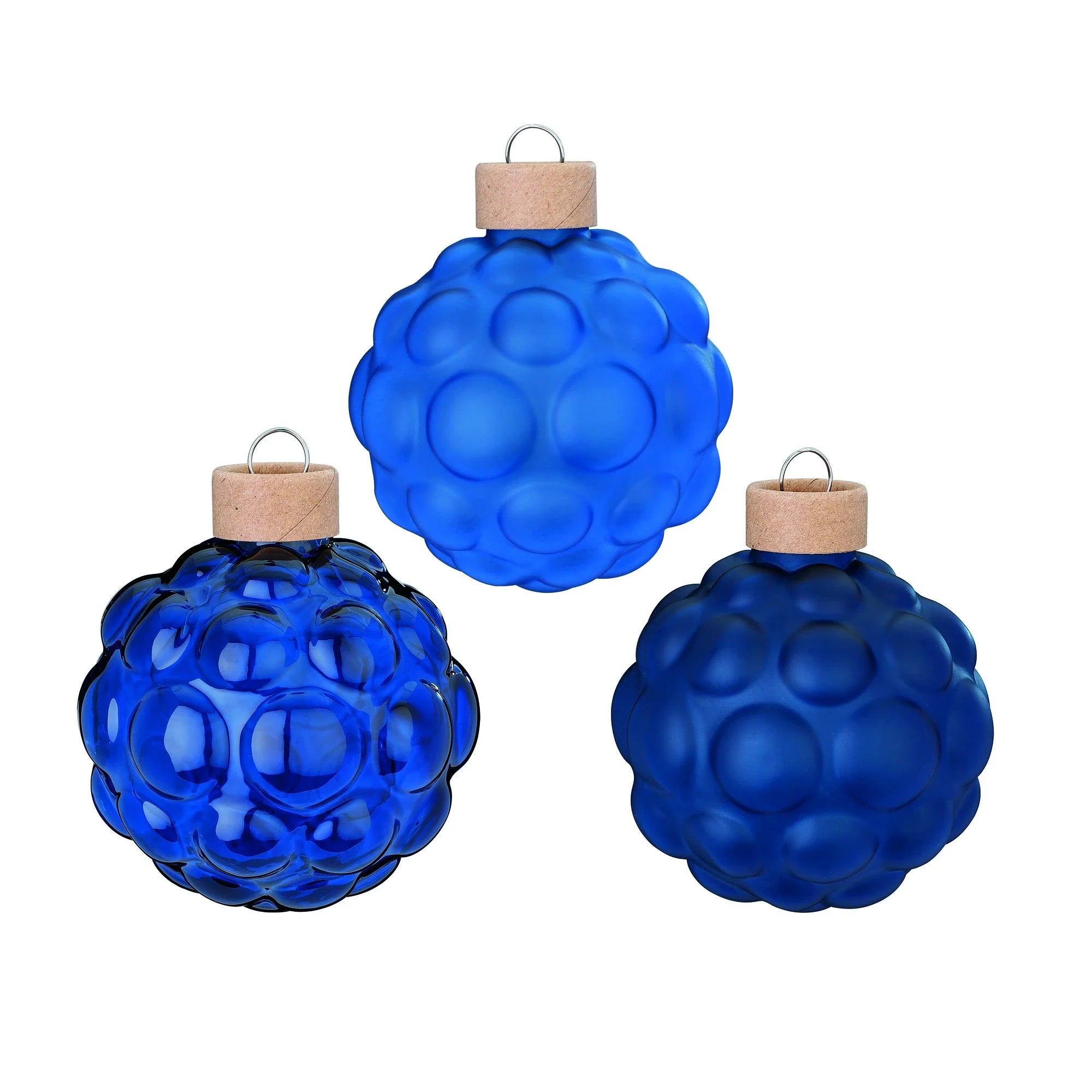 Ball Ornament Set Textured, Space, Glass, 8 cm, 3 pcs