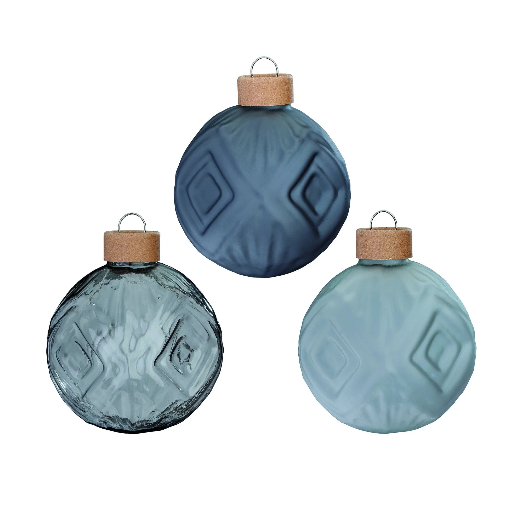 Glas-Dekokugeln Struktur „Luna“ (8 cm, 3er-Set)