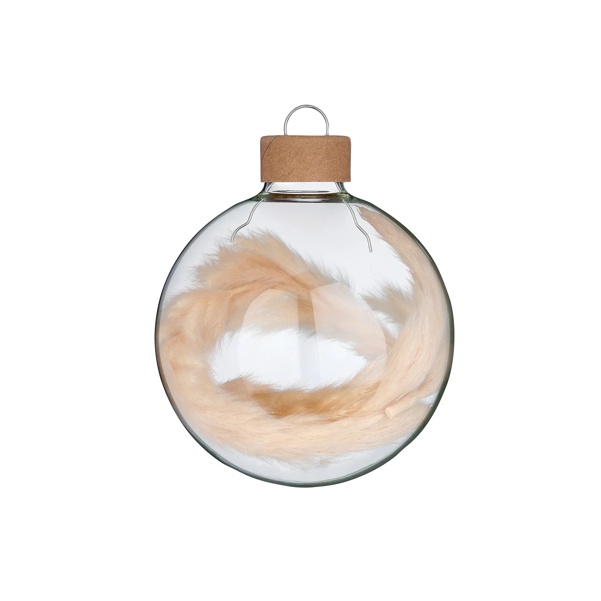 Ball Ornament Set, Alabaster Filled with Dyed Velvet Grass, Glass, 8 cm, 3 pcs