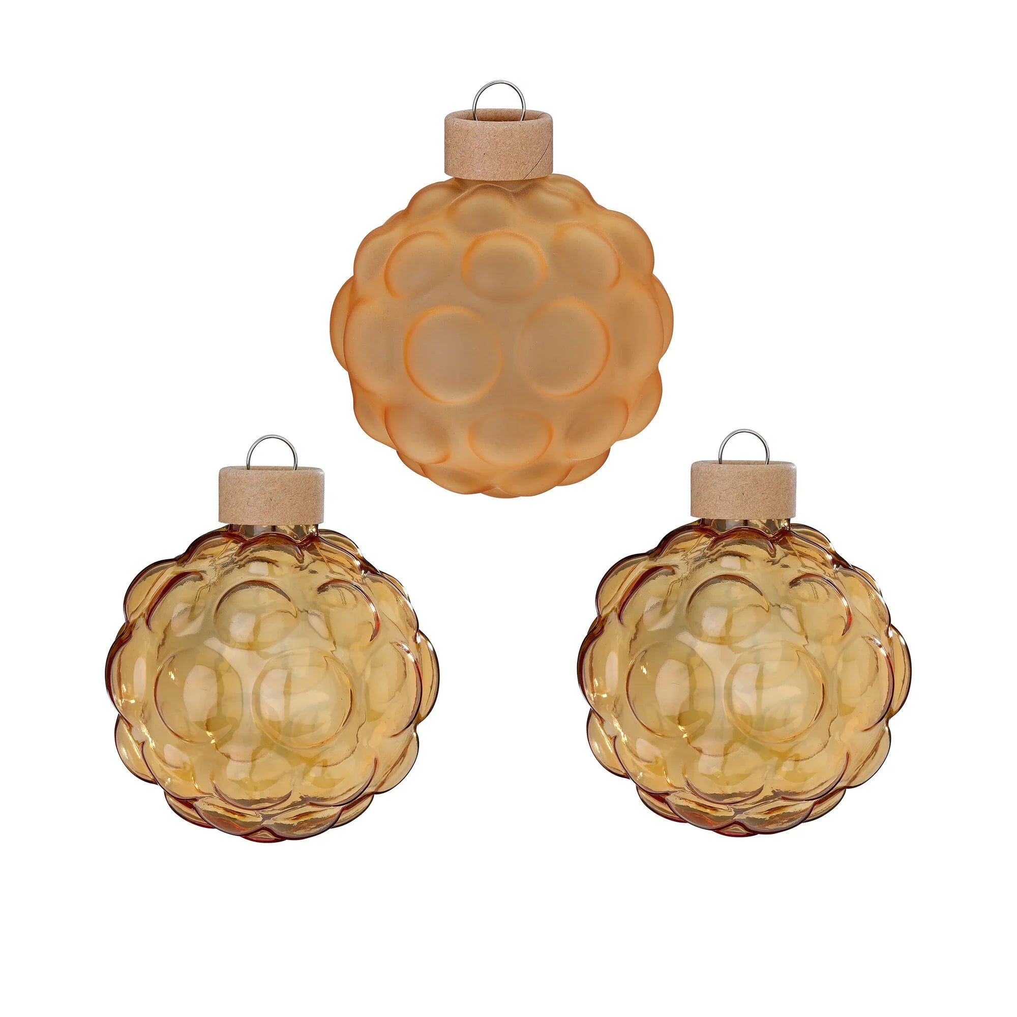 Glas-Dekokugeln Struktur „Honey“ (8 cm, 3er-Set)