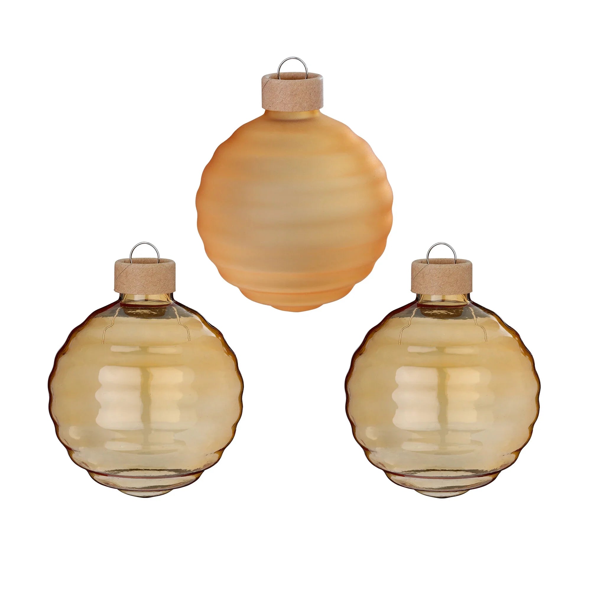 Glas-Dekokugeln Struktur „Honey“ (8 cm, 3er-Set)