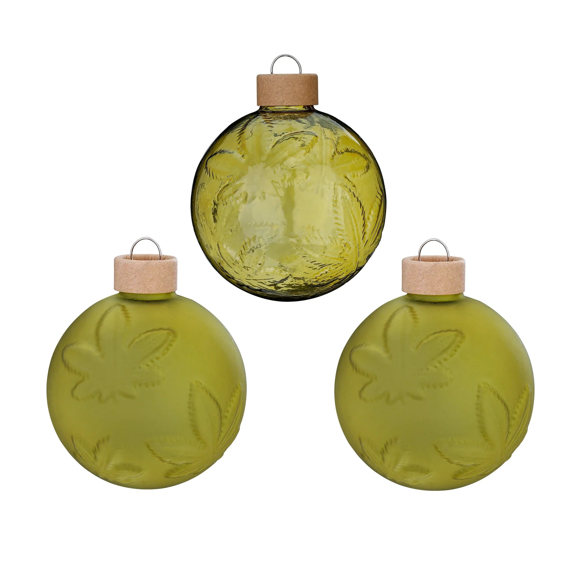 Glas-Dekokugeln Struktur „Olives“ (8 cm, 3er-Set)
