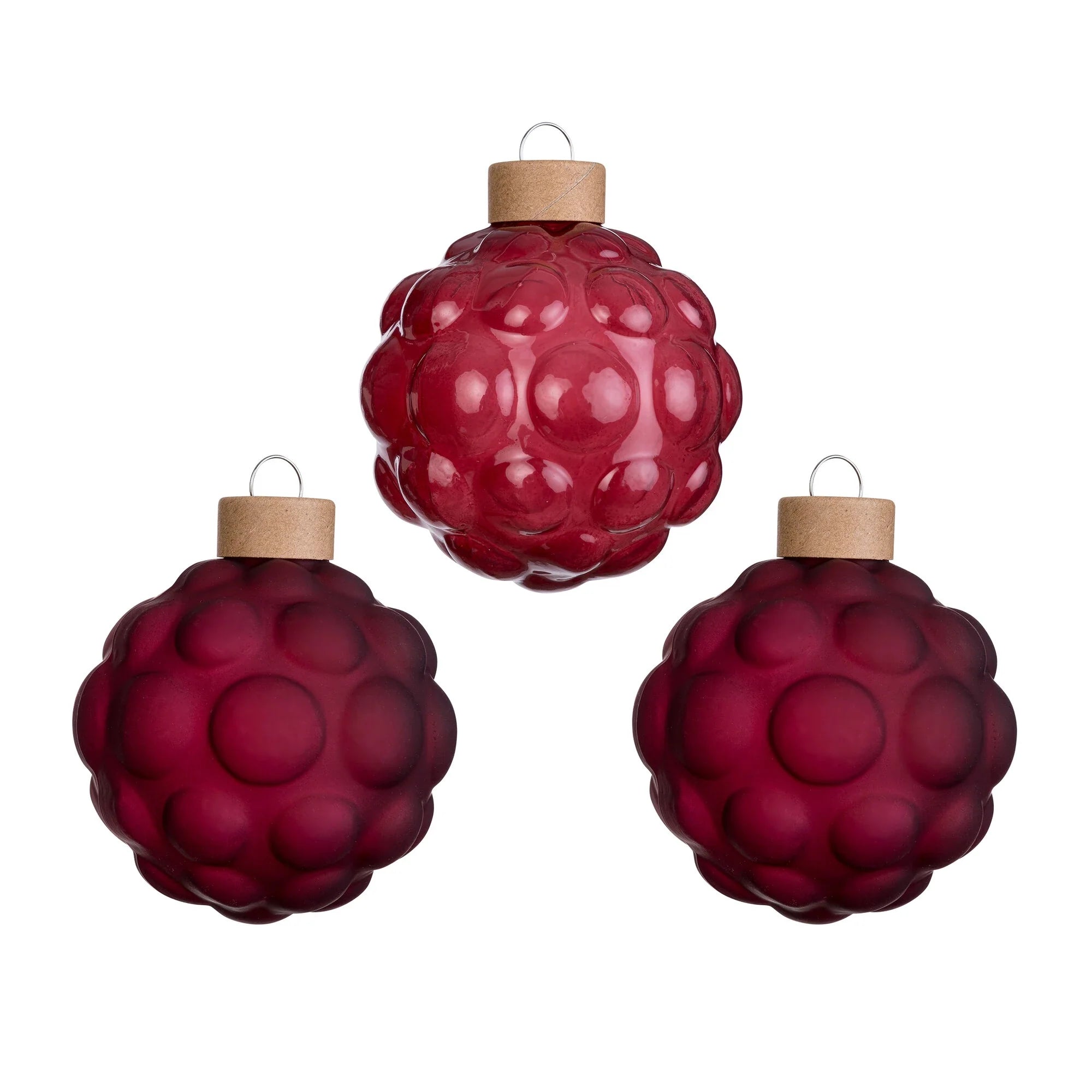 Glas-Dekokugeln Struktur „Rosewood“ (8 cm, 3er-Set)