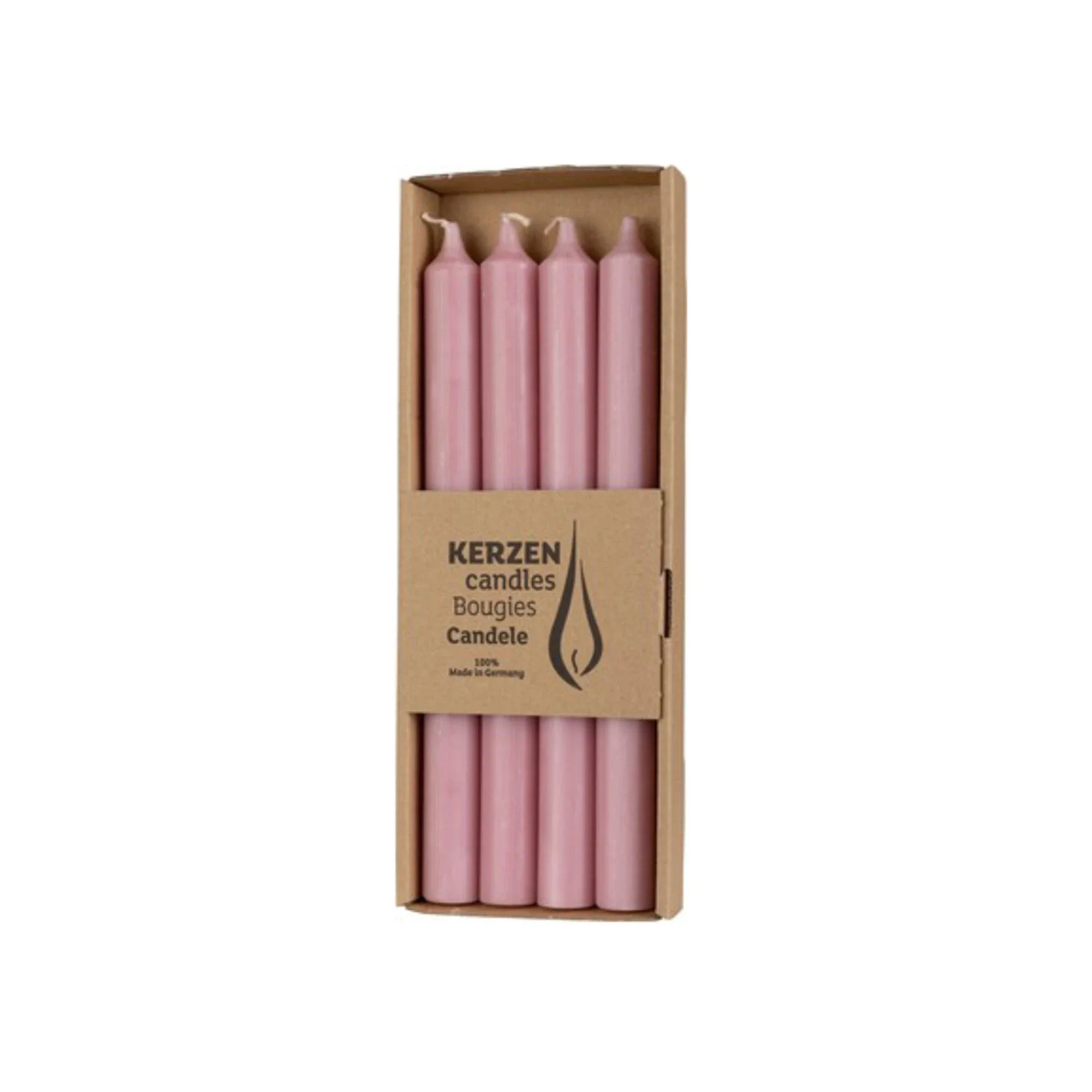 Paraffin-Stabkerzen Hellrosa (25 cm) – 4er-Set mit 10h Brenndauer (Powder)