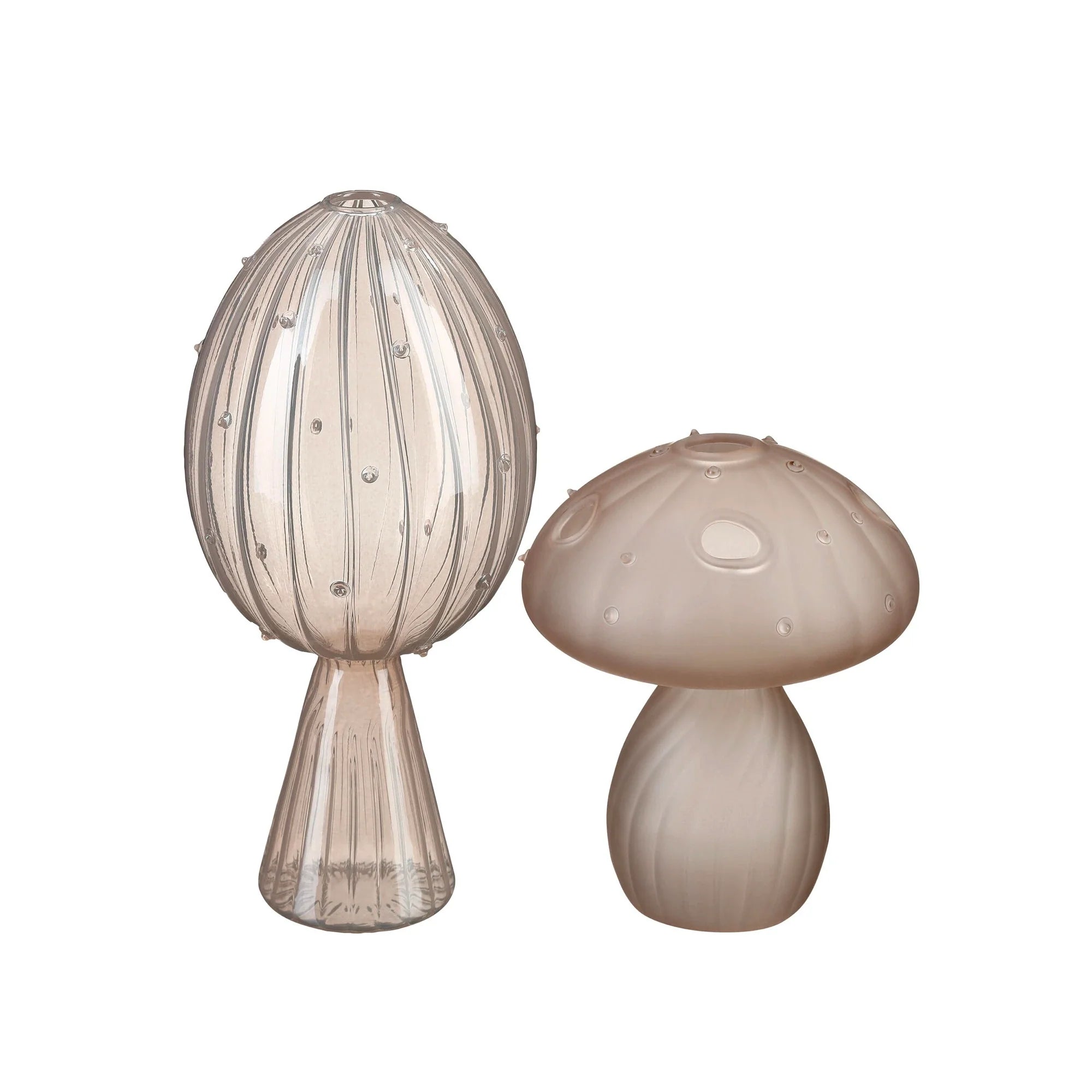 Mini-Glasvasen Set Pilz in Beige (12 & 18 cm, 2er-Set)