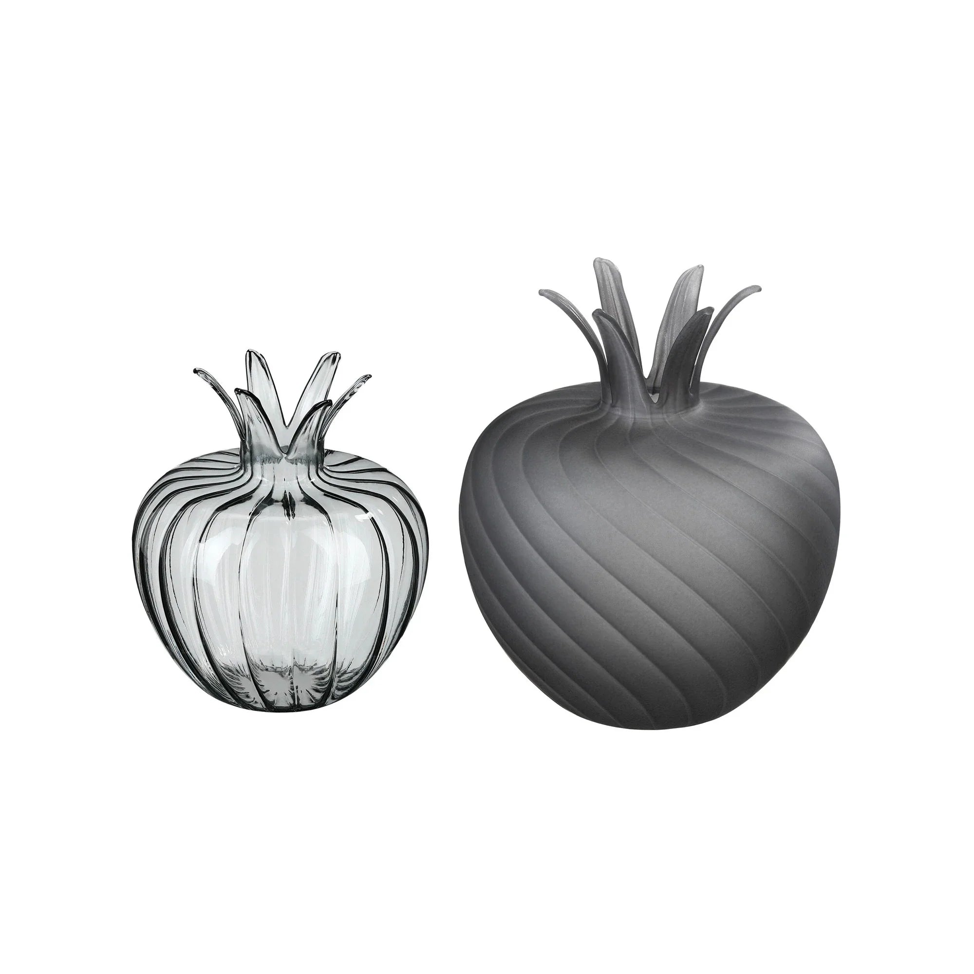 Mini-Glasvasen Set Granatapfel in Grau (11 & 15 cm, 2er-Set)