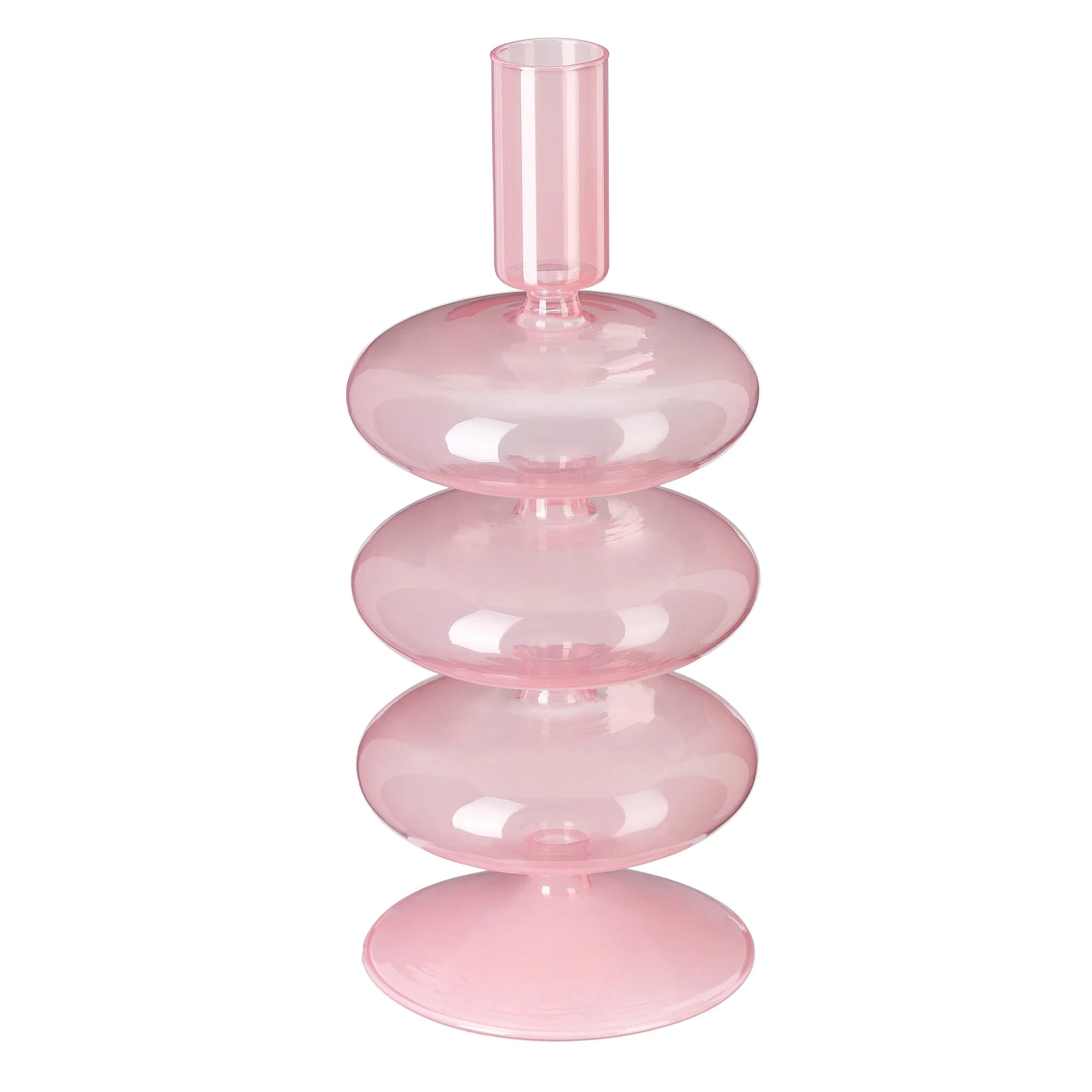 Glass Candle Holder, Powder, Glass, 21,5 cm