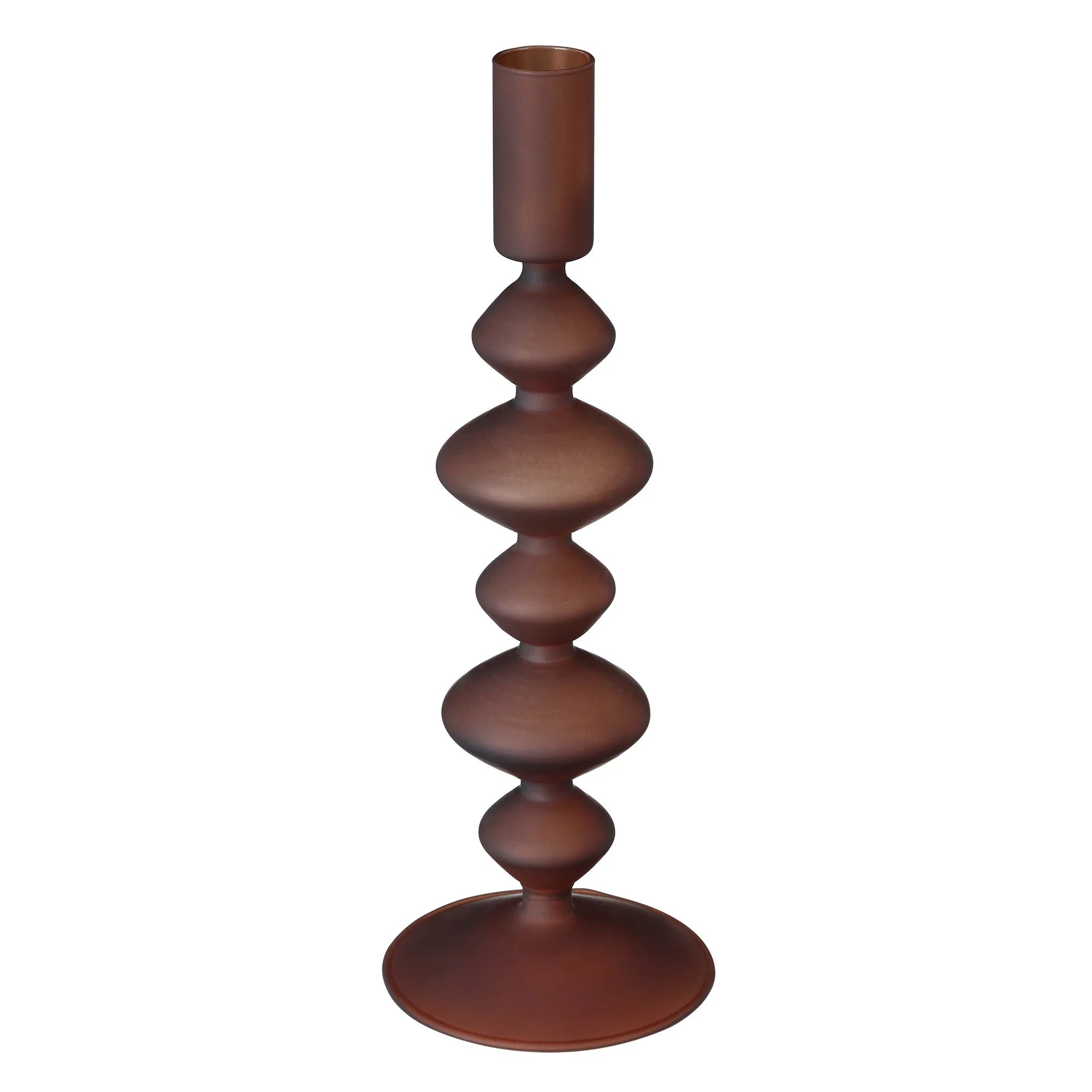 Glass Candle Holder, Brown, Glass, 26 cm