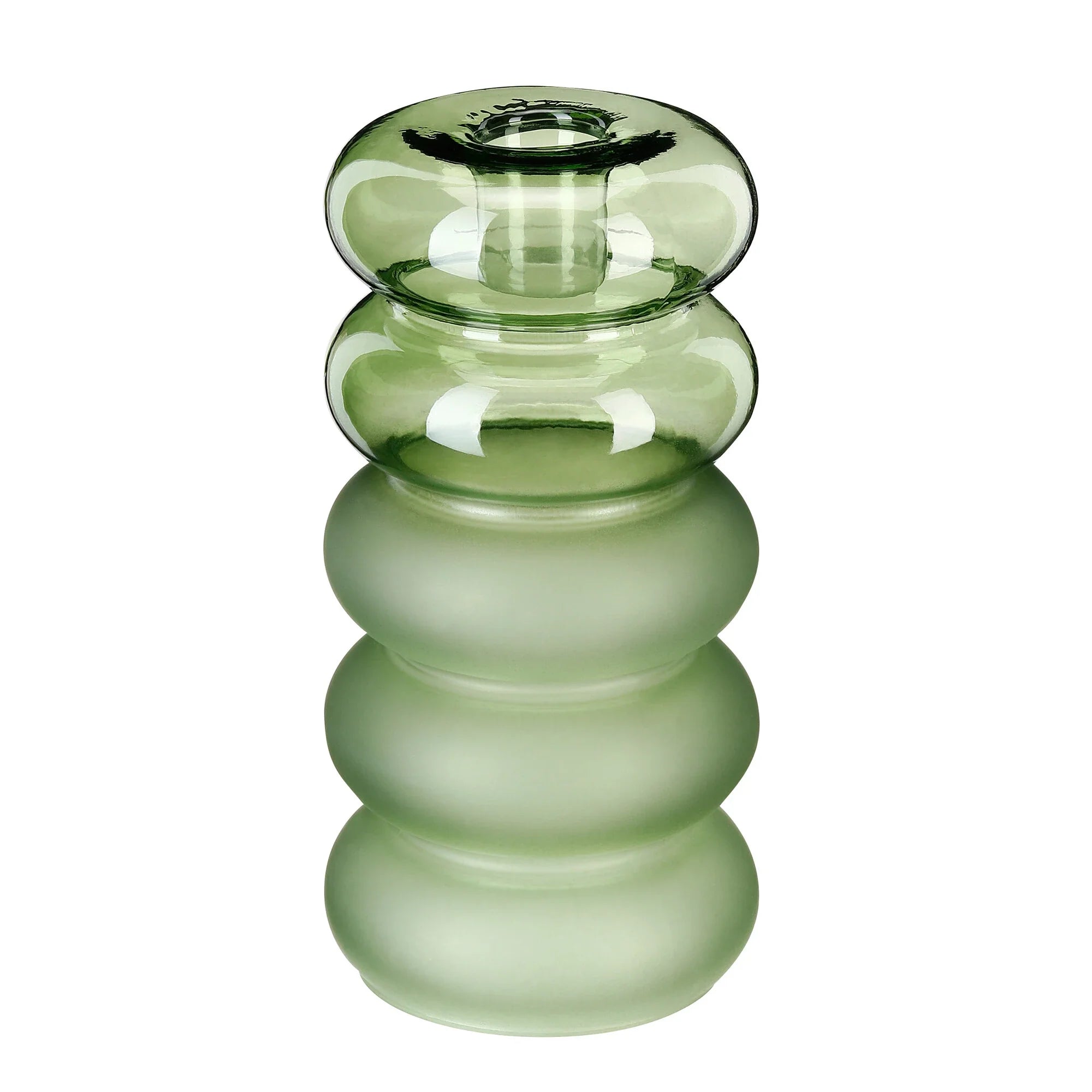 Glass Candle Holder, Sage, Glass, 15,5 cm
