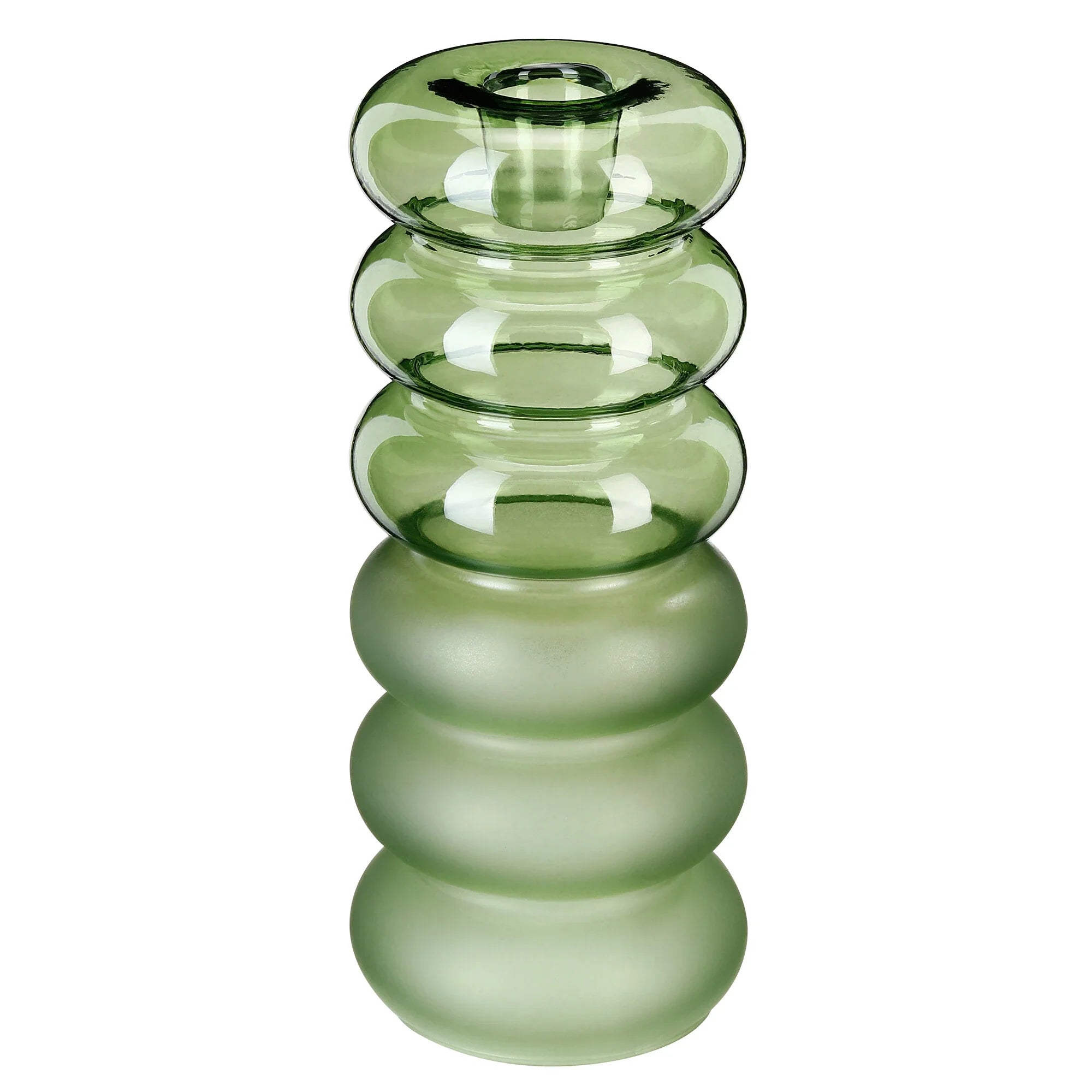 Glass Candle Holder, Sage, Glass, 18,5 cm