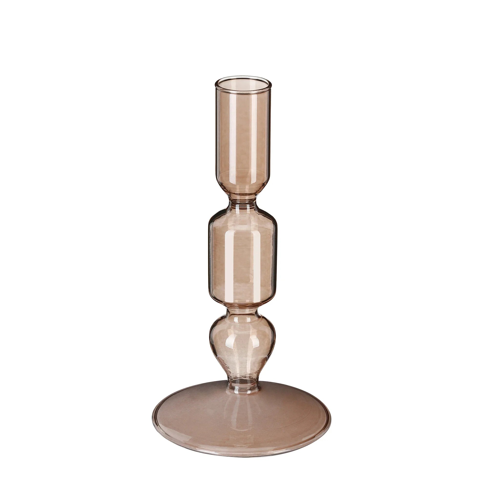 Glas-Kerzenhalter in Beige (Höhe 16,5 cm) – Für Stabkerzen
