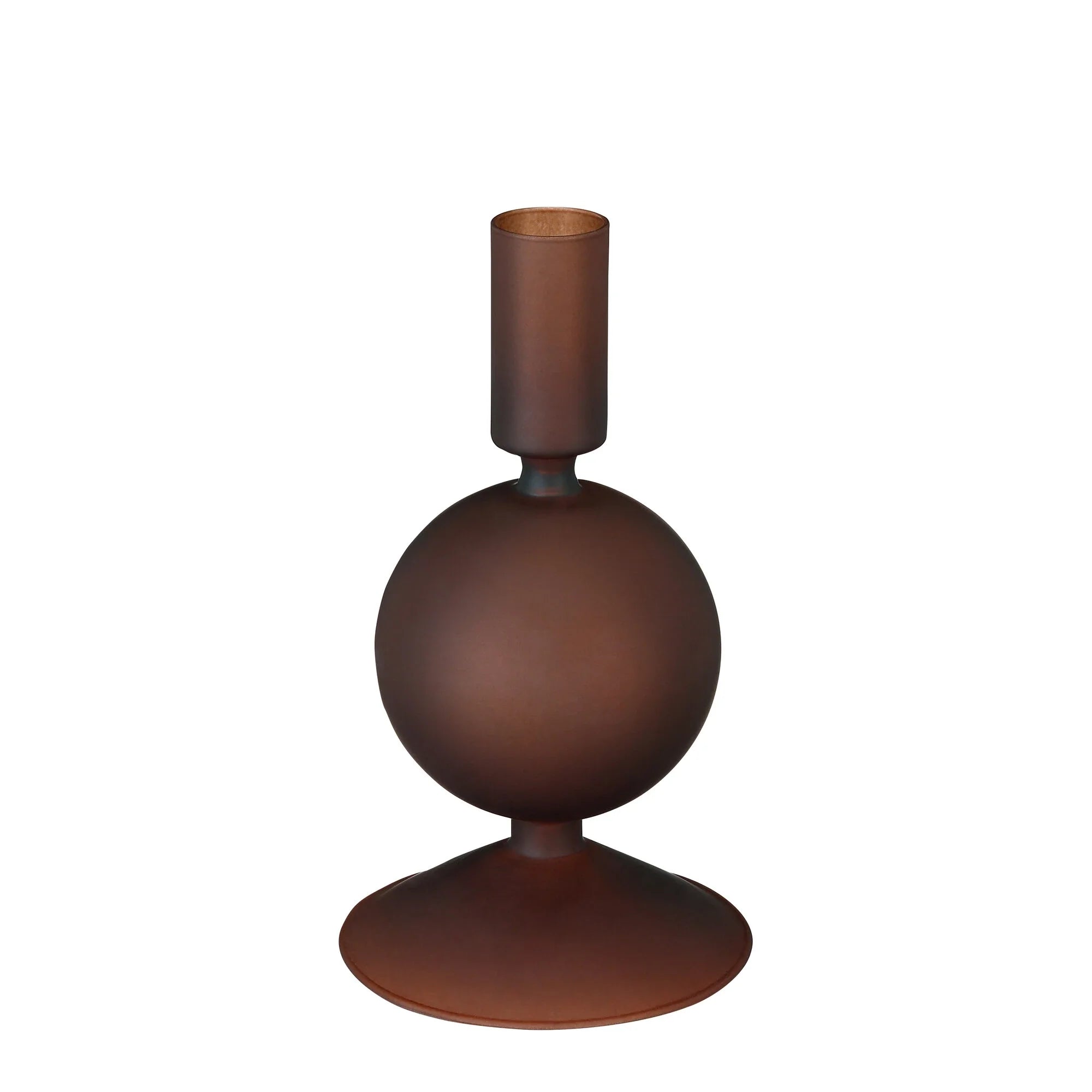 Glass Candle Holder, Dark Brown, Glass, 16,5 cm