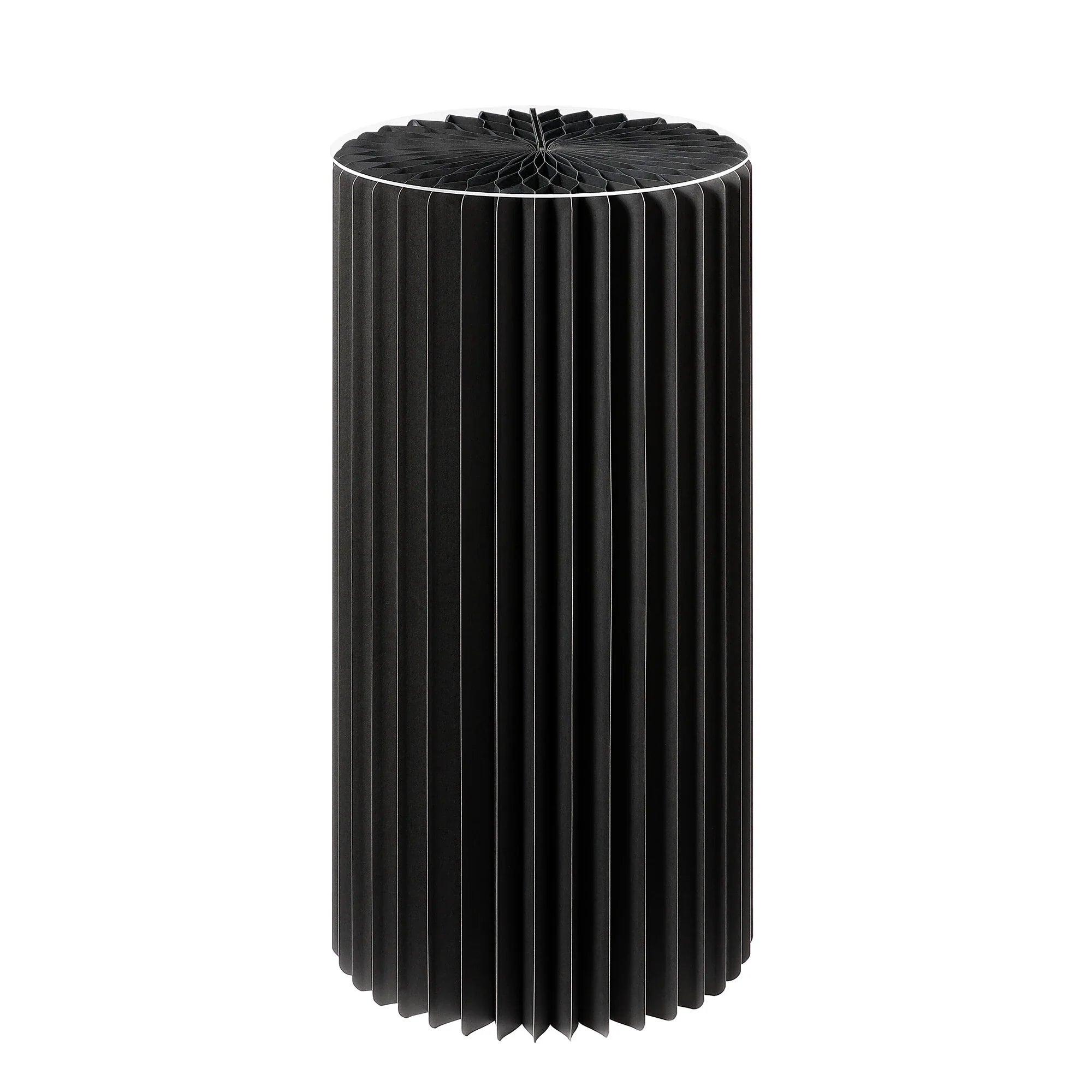 Foldable Paper Decorative Pedestal, Black, Paper and Acrylic Glass, 60 cm with Ø 30 cm Top