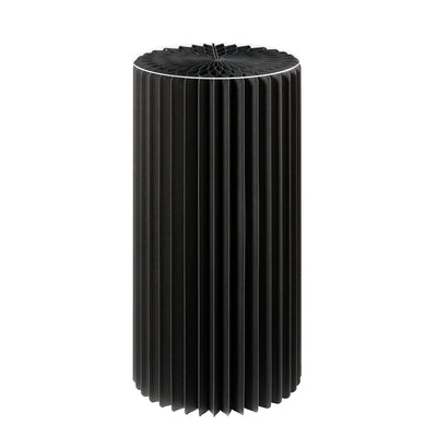 Foldable Paper Decorative Pedestal, Black, Paper and Acrylic Glass, 60 cm with Ø 30 cm Top