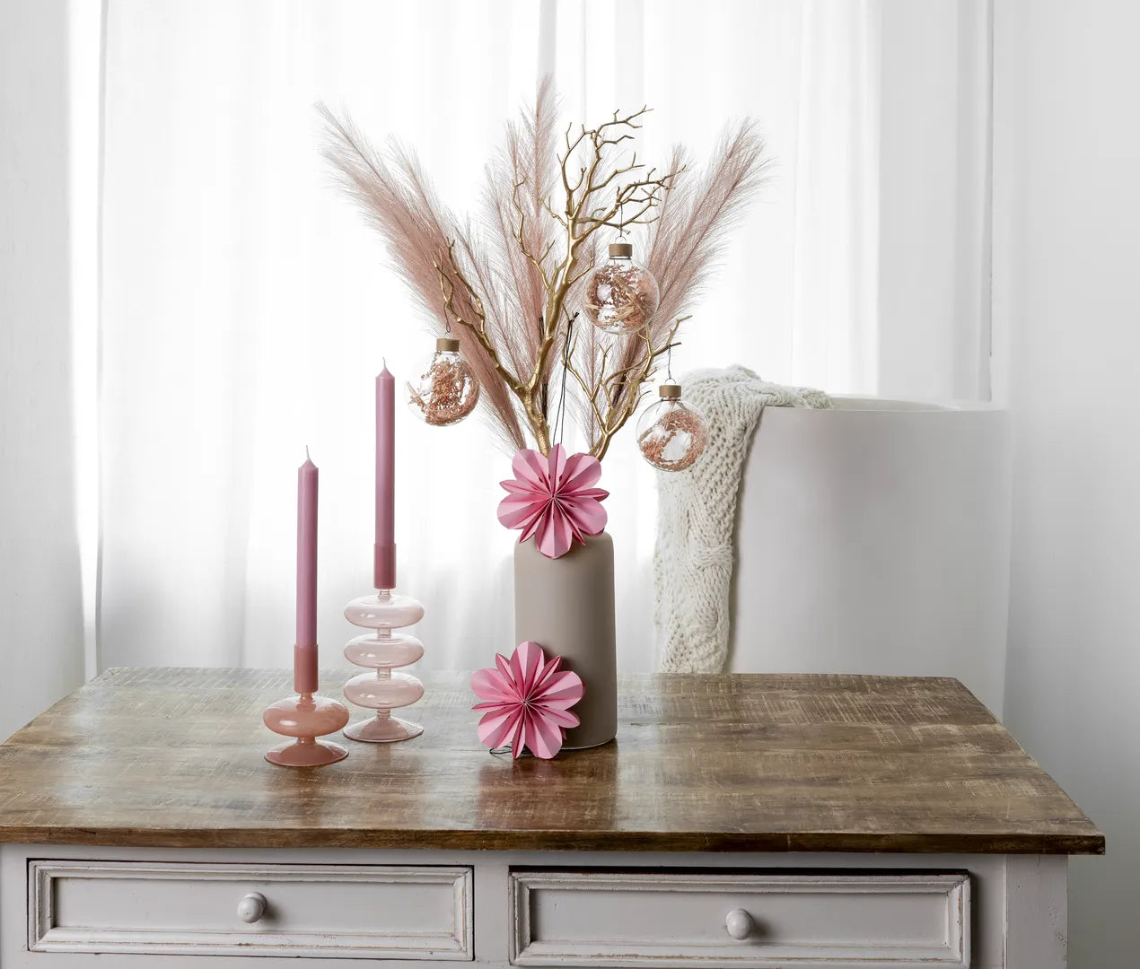 Premium Deko-Bundle „Beige M“ – 9-teiliges Komplett-Set in Soft Pink & Creme (inkl. Gold-Akzenten)