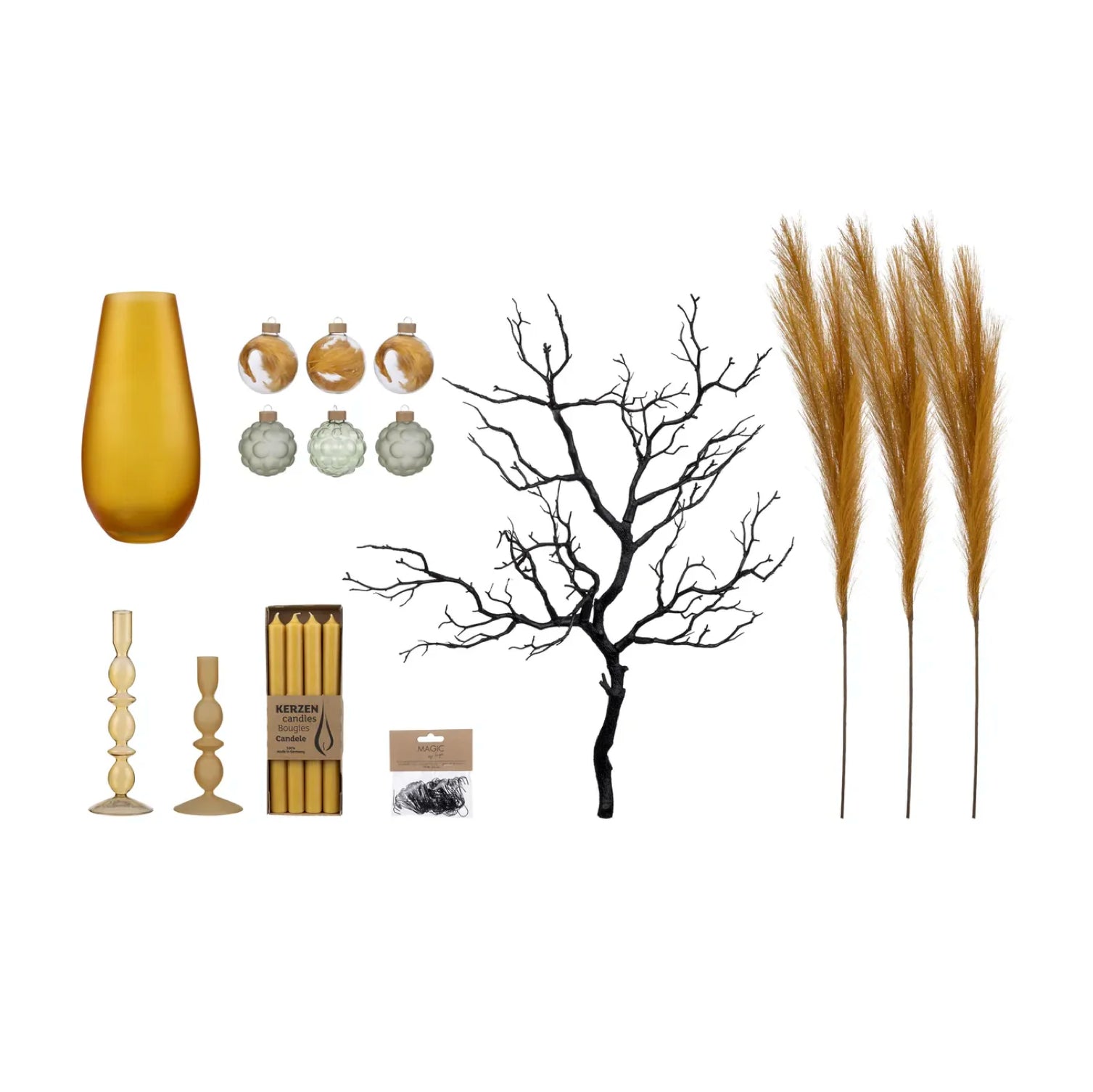 Premium Décor Set “Yellow M” – 9 pcs Complete Set in Sunny Yellow, Honey and Elegant Sage