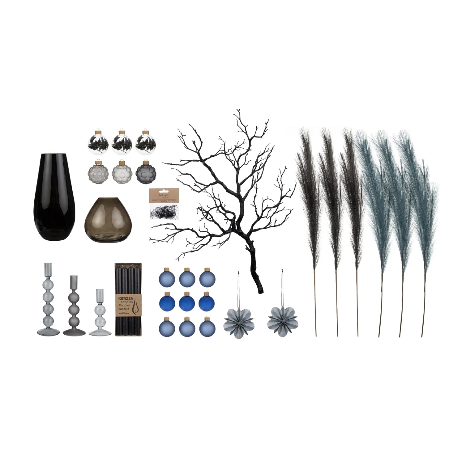 XXL Luxury Décor Bundle “Black L” – 14 pcs Premium Complete Set in Space, Luna and Deep Graphite Tones