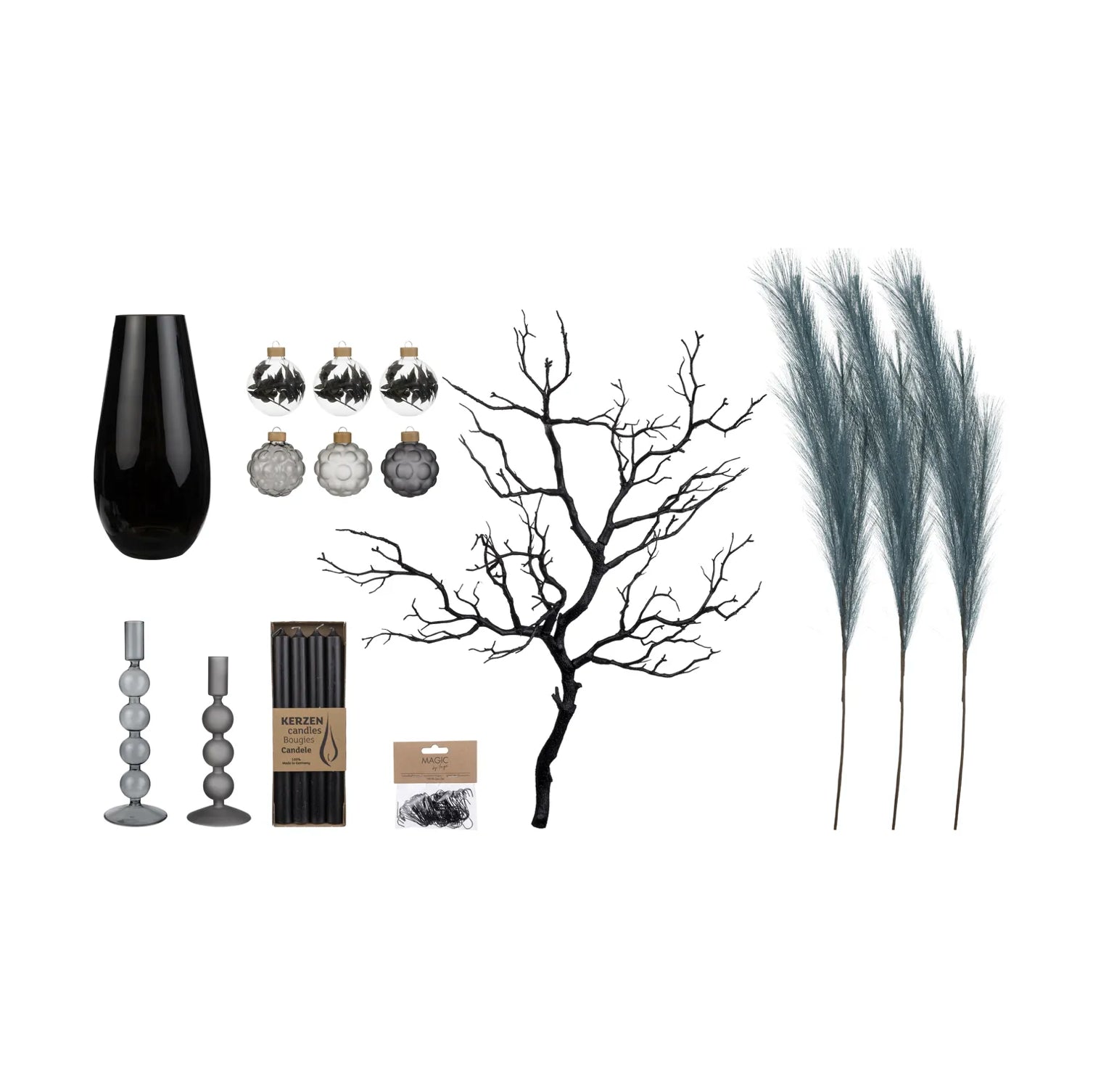 Premium Décor Set “Black M” – 9 pcs Complete Set in Luna Gray, Deep Black and Midnight Blue
